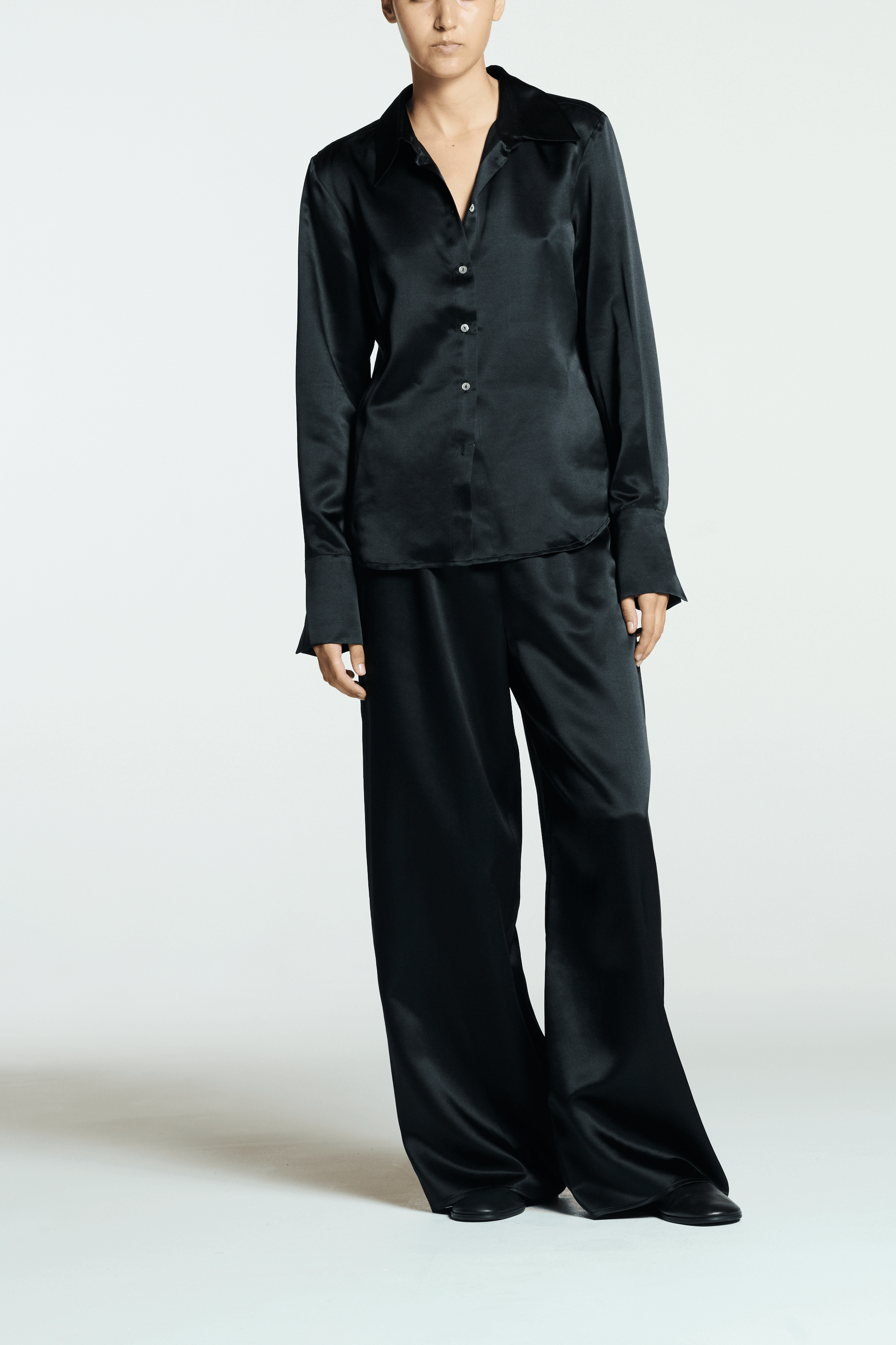 Rylie Shirt Black Silk Wool