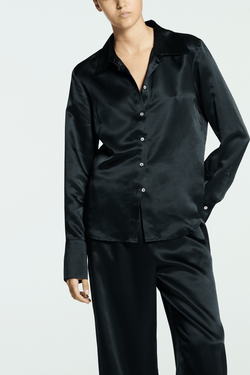 Rylie Shirt Black Silk Wool