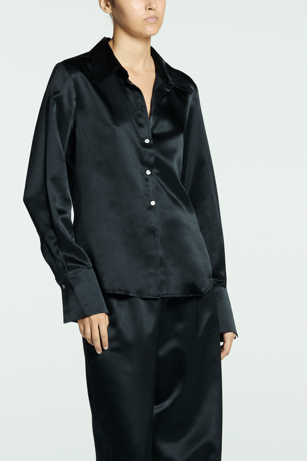 Rylie Shirt Black Silk Wool