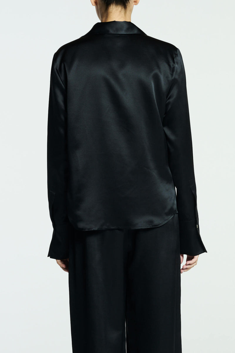 Rylie Shirt Black Silk Wool