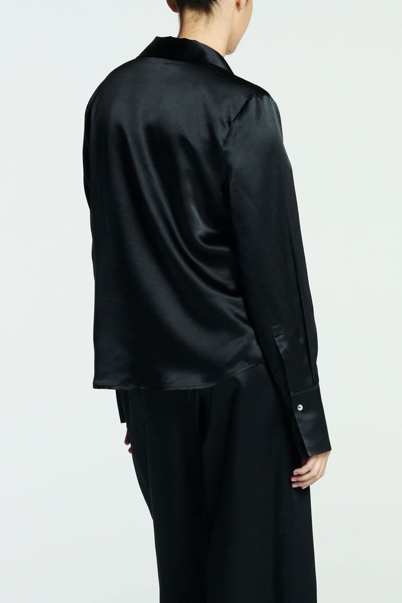 Rylie Shirt Black Silk Wool