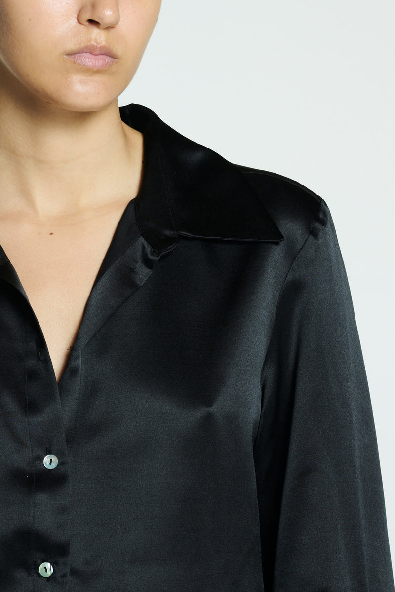 Rylie Shirt Black Silk Wool