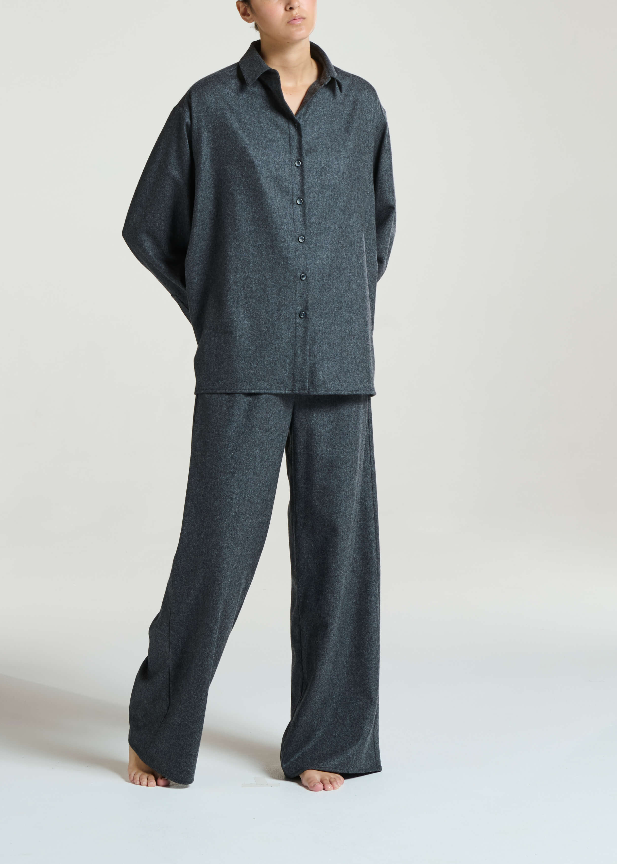 Maya Shirt Charcoal Wool Cashmere Flannel