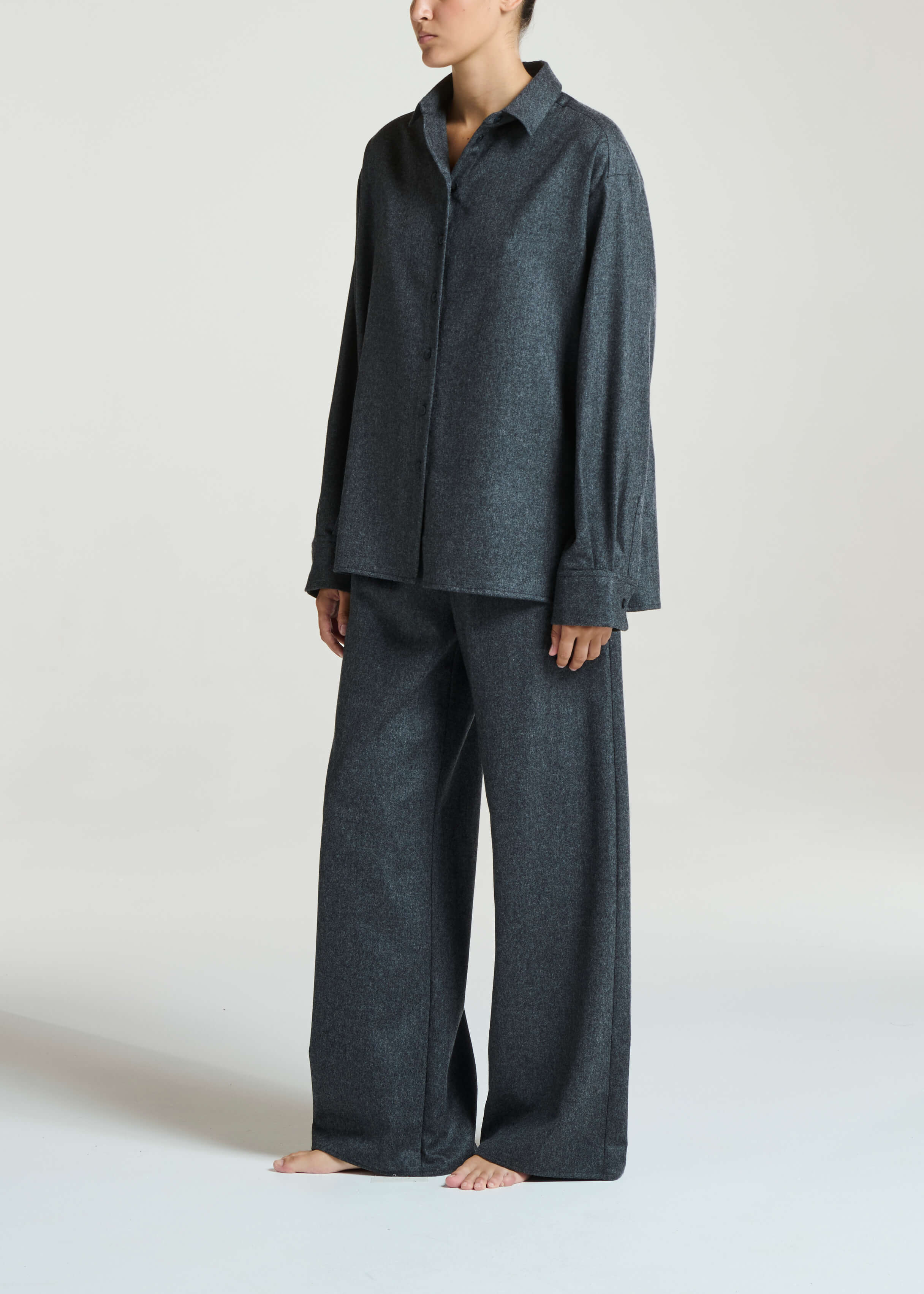 Maya Shirt Charcoal Wool Cashmere Flannel