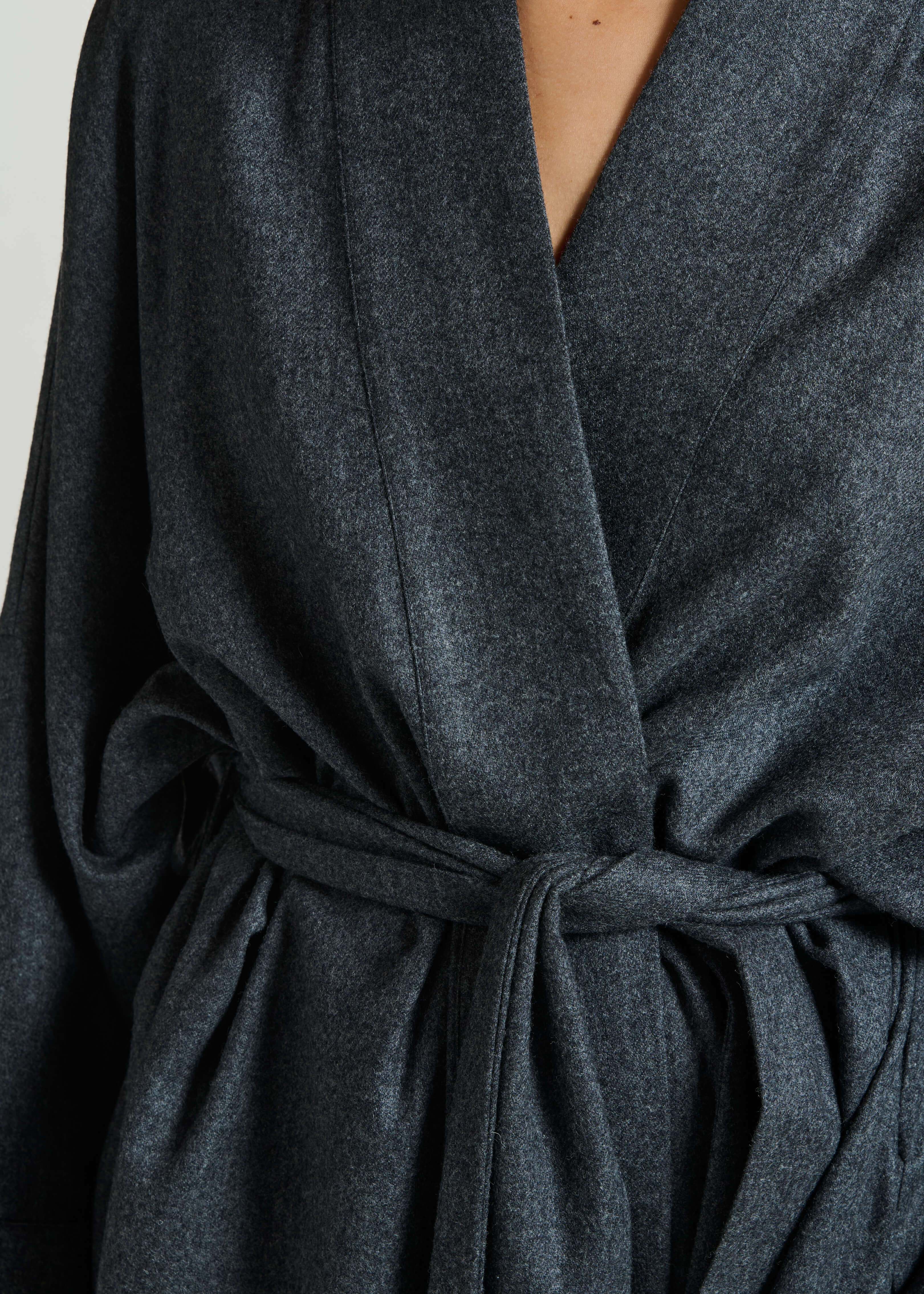 Athens Robe Charcoal Wool Cashmere Flannel