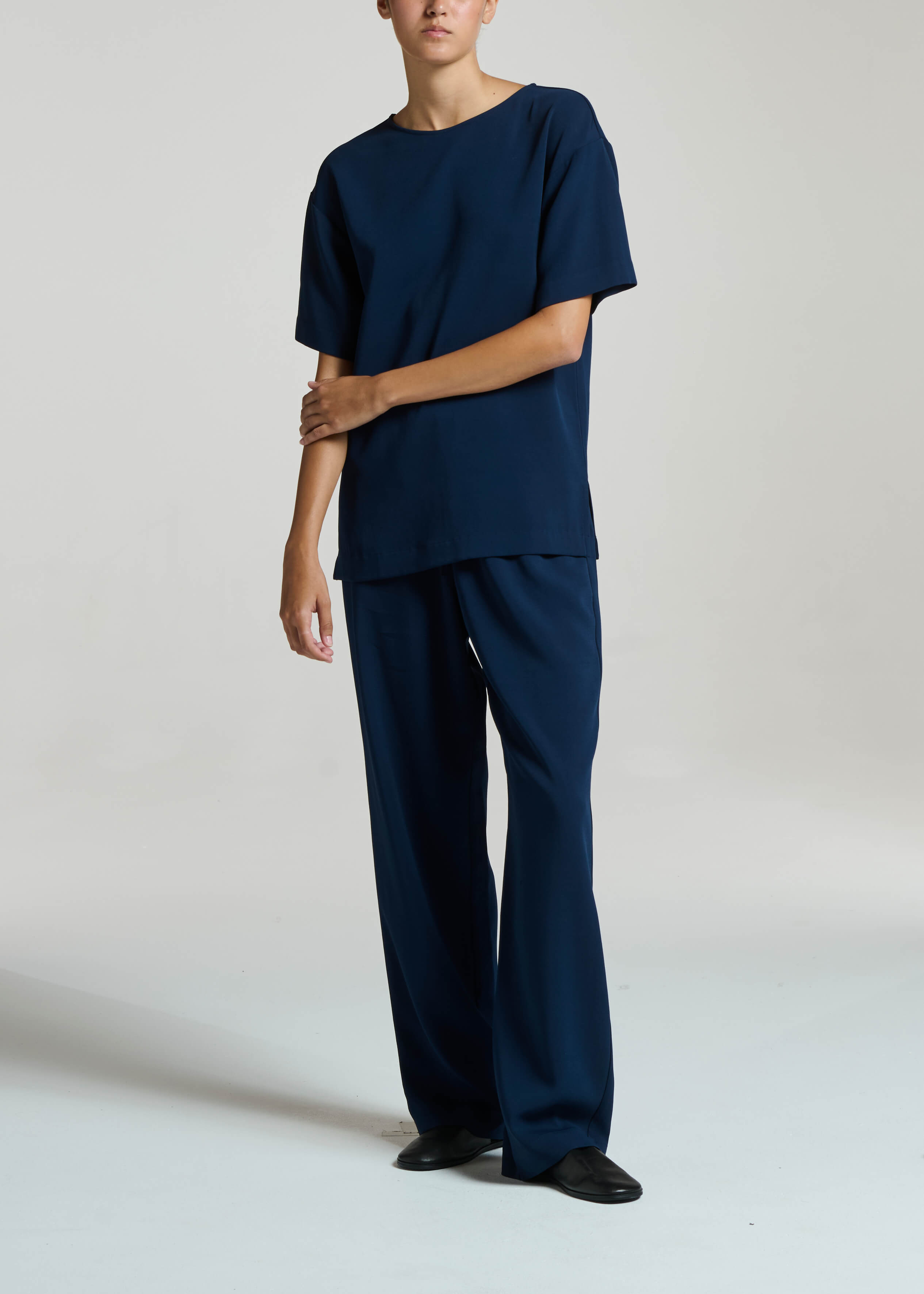 Aurelia Trouser Navy Viscose Crepe