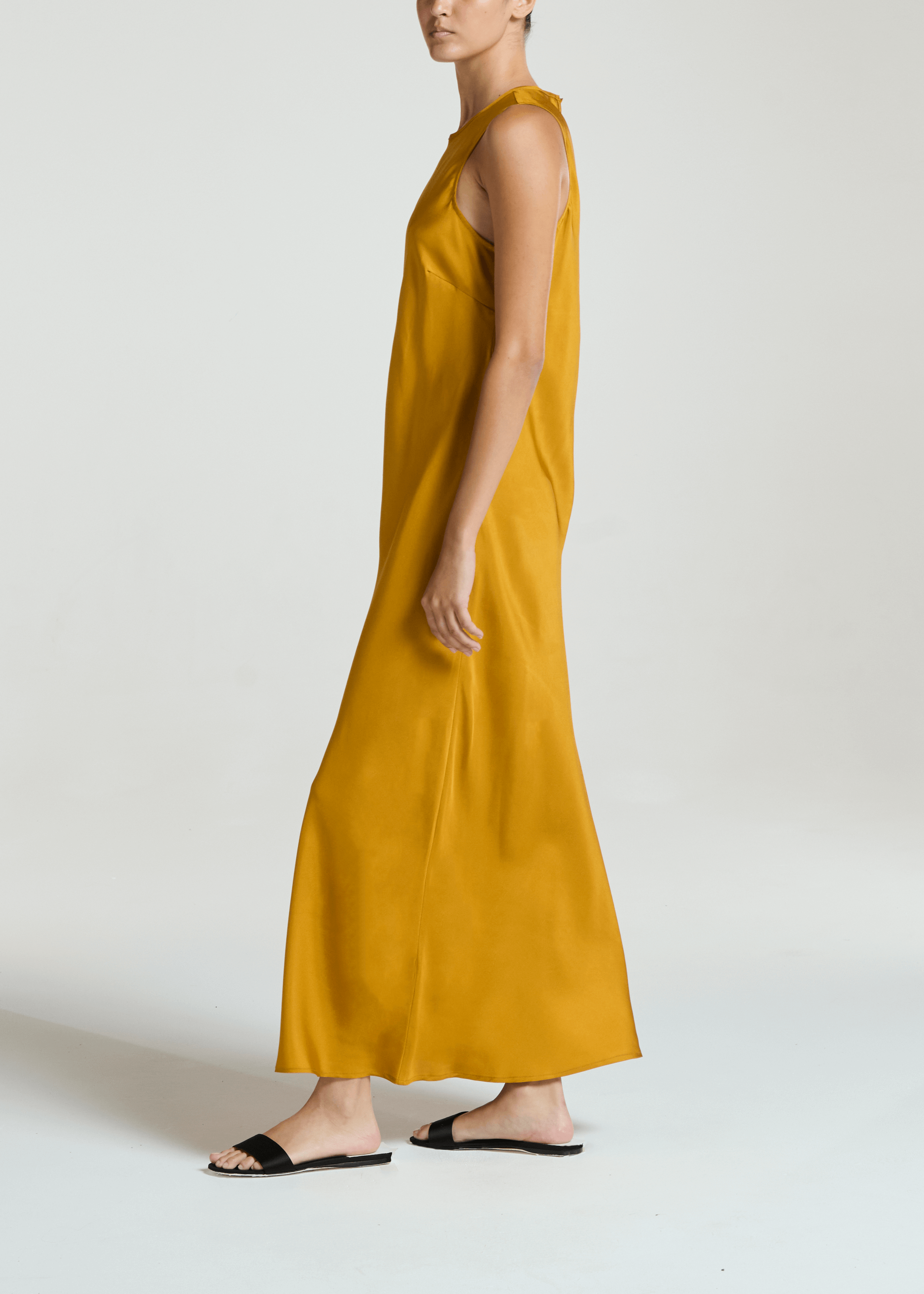 Valencia Dress Ochre Silk Twill