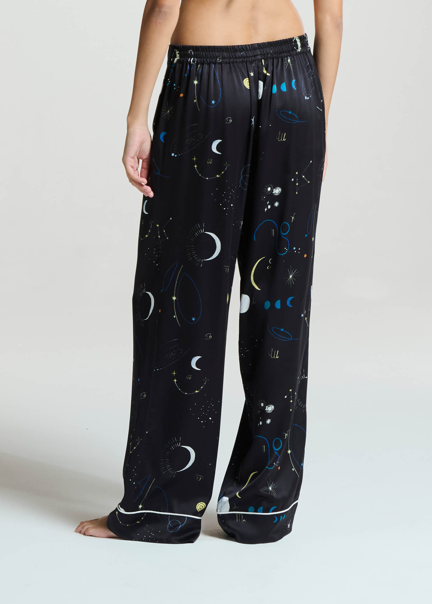 London Pyjama Bottom Celestial Noir Silk Charmeuse