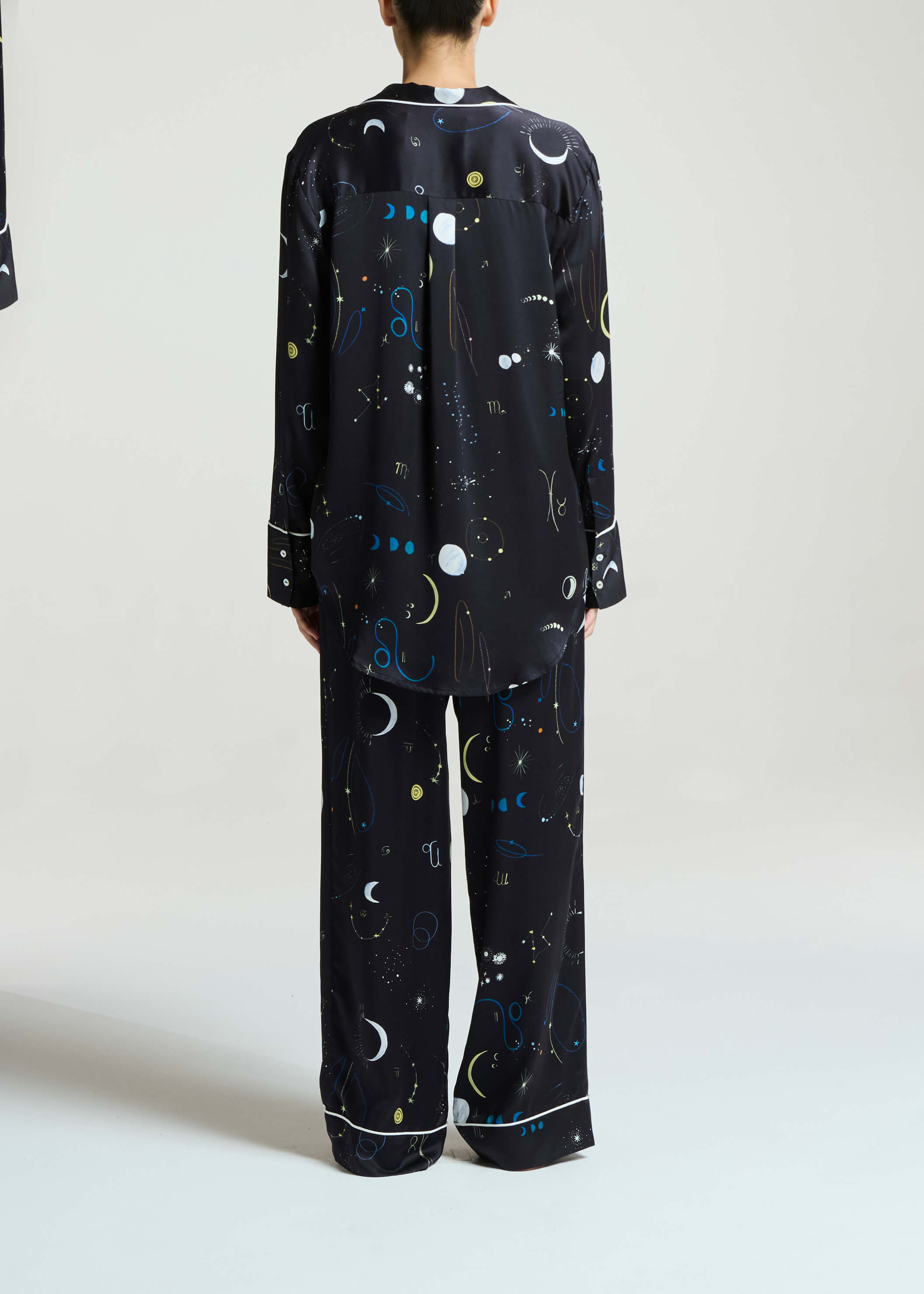 London Pyjama Bottom Celestial Noir Silk Charmeuse