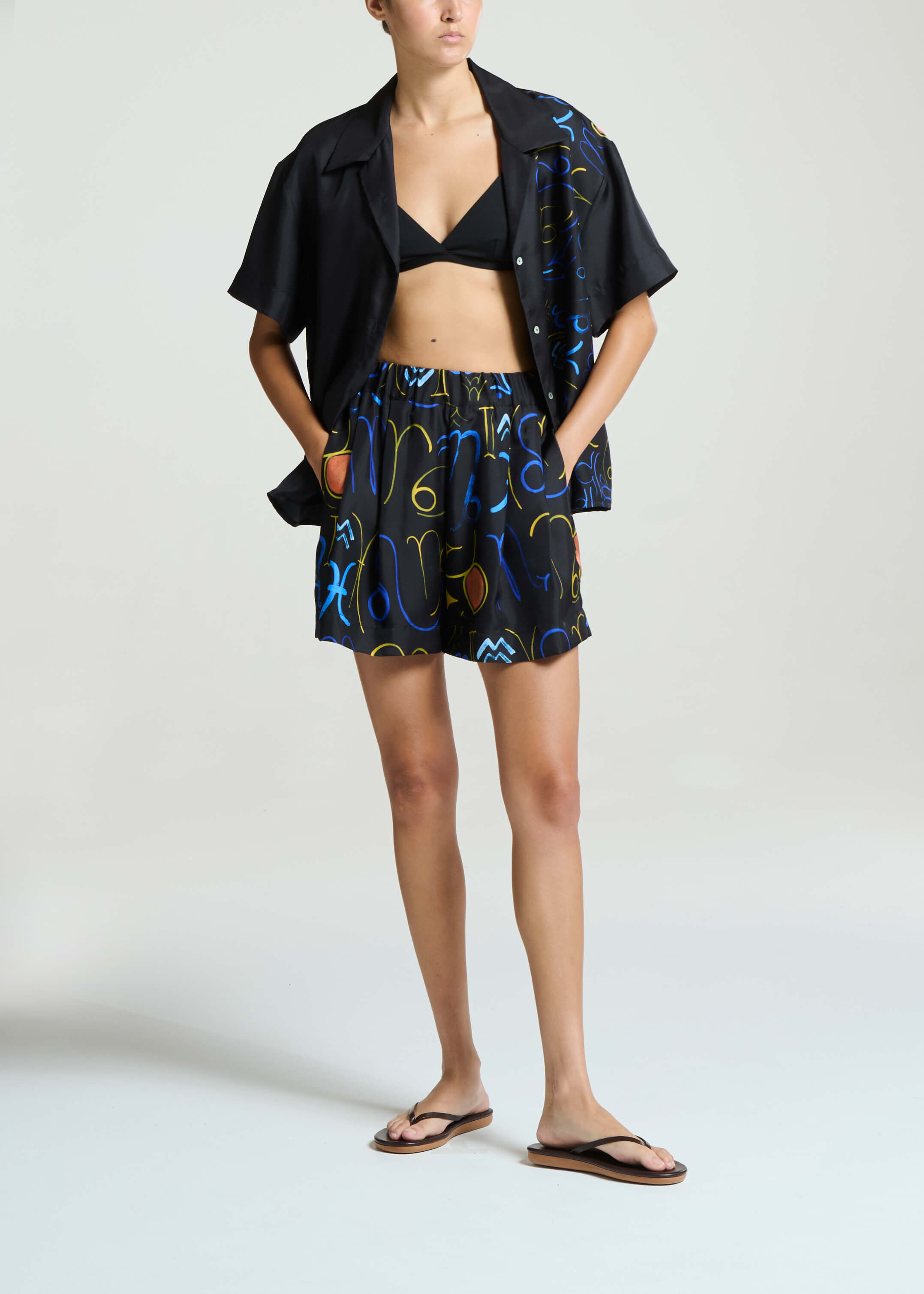 Zurich Short Zodiac Noir Silk Twill