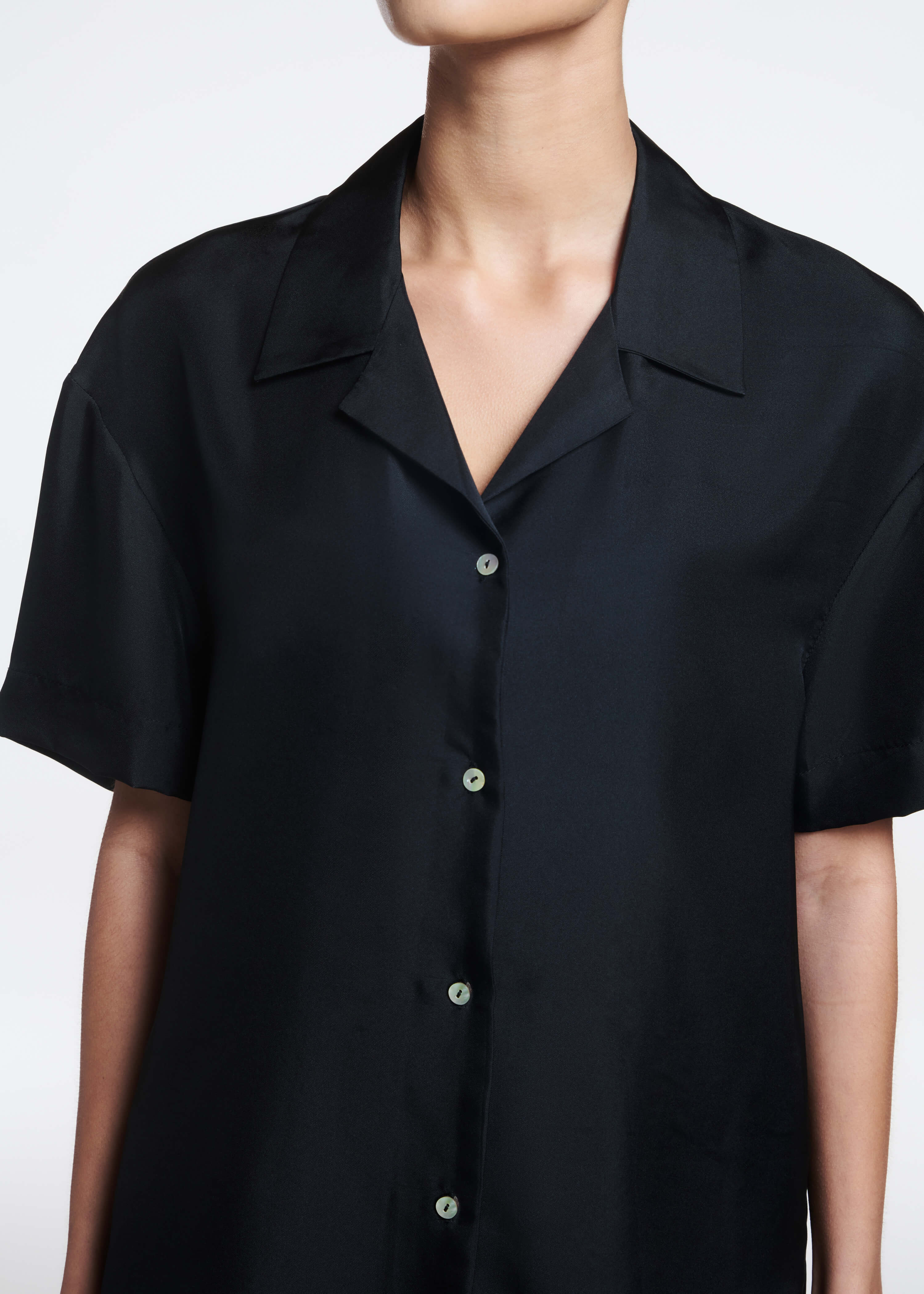 Prague Shirt Black Silk Twill