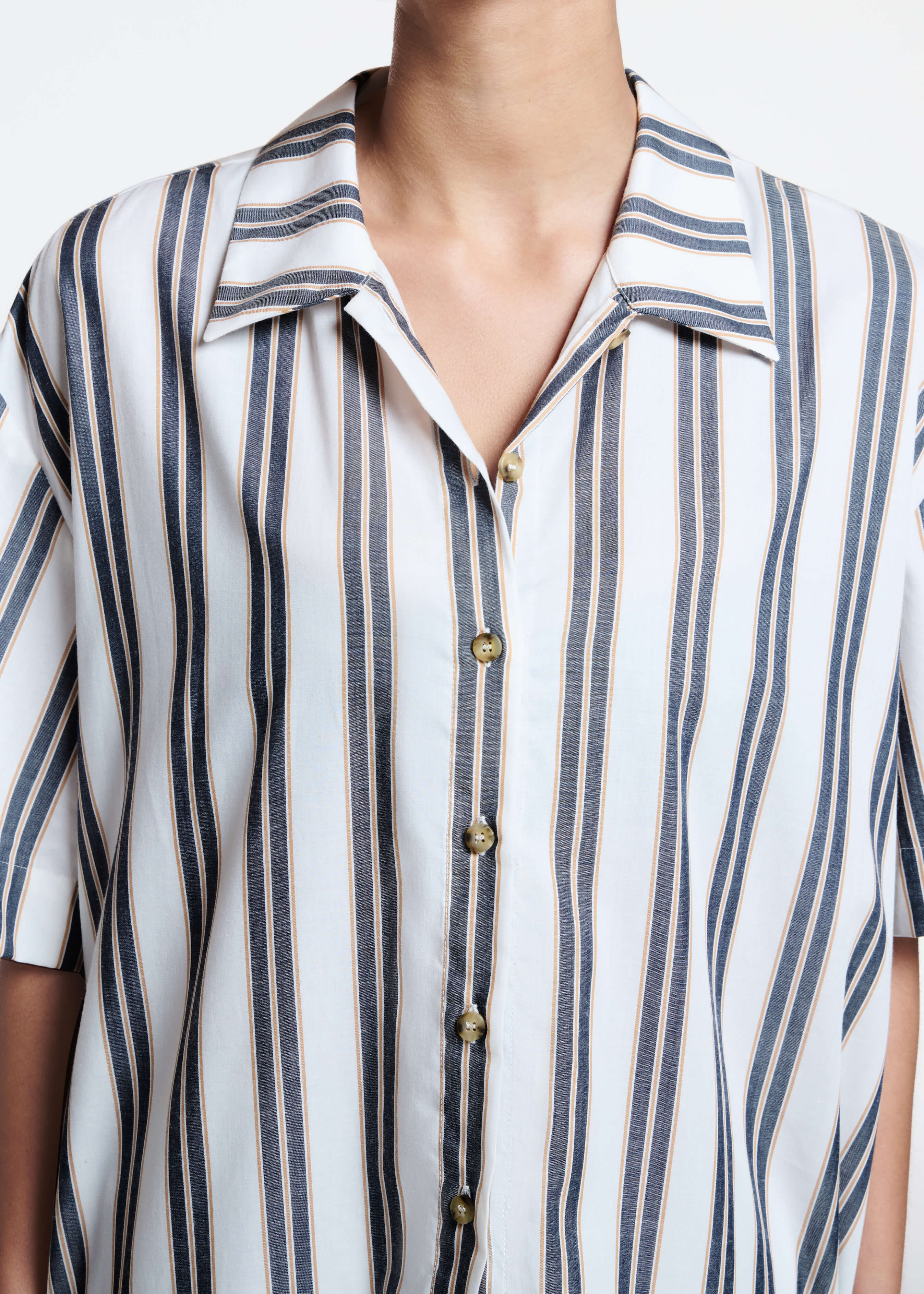 Montauk Shirt Black Sand Stripe Cotton Viscose