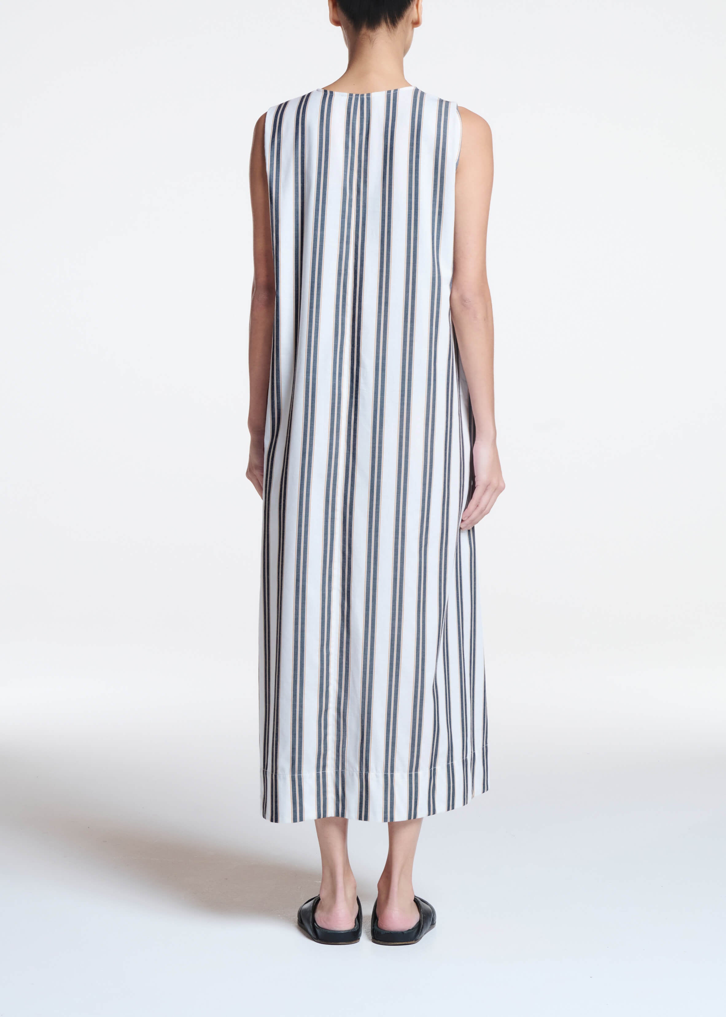 Nisha Dress Black Sand Stripe Cotton Viscose