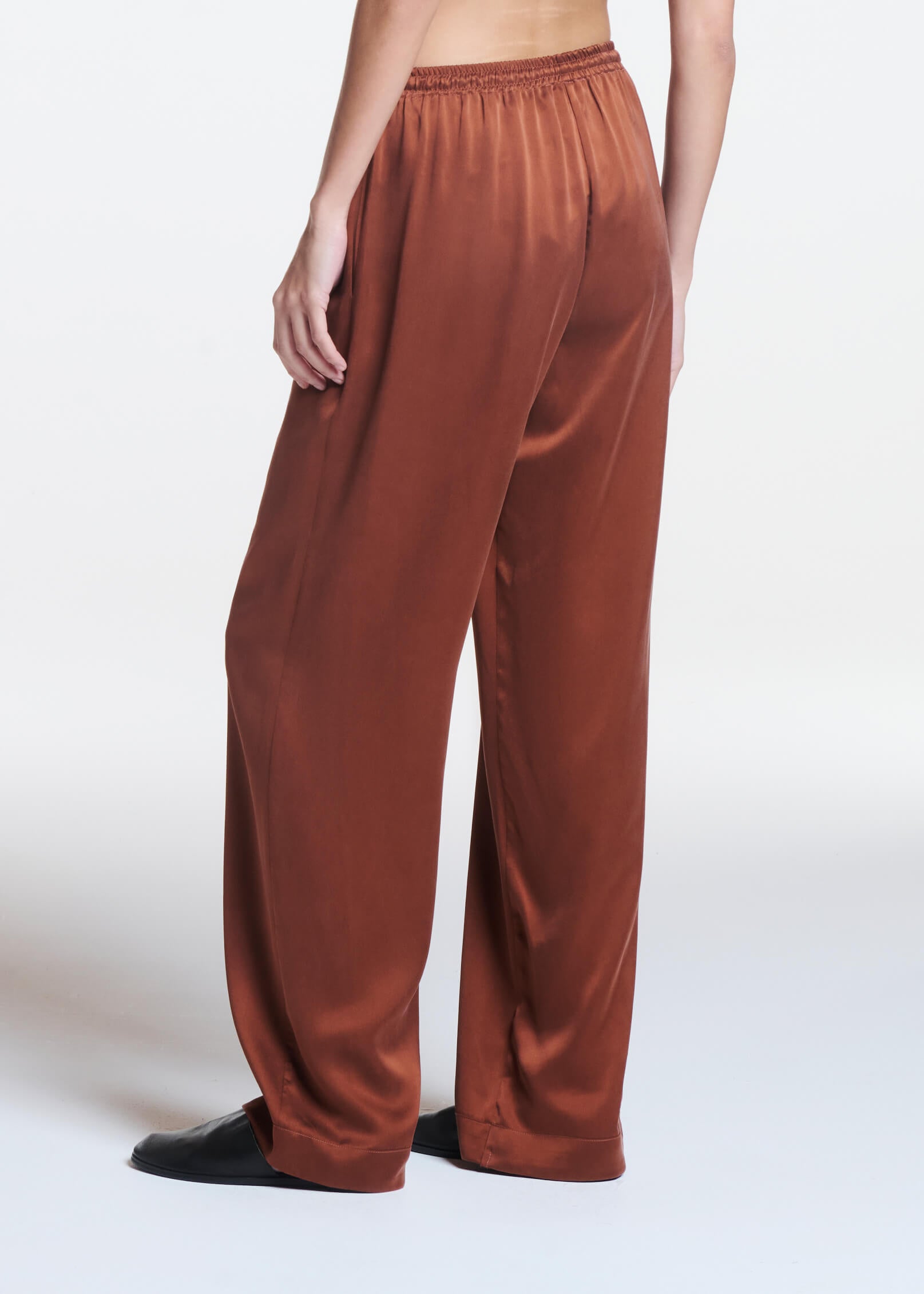 Aurelia Trouser Brick Red Silk Charmeuse