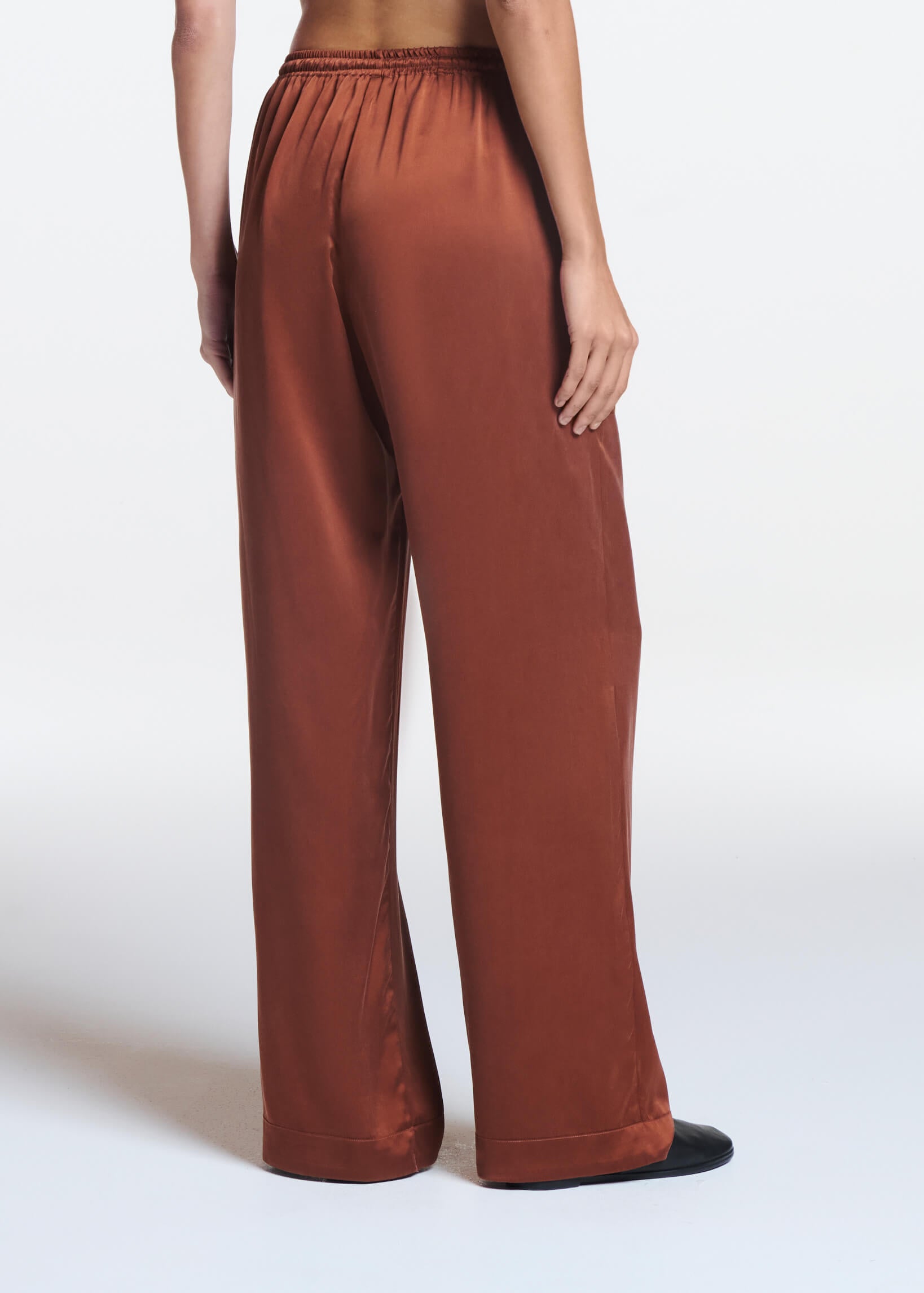 Aurelia Trouser Brick Red Silk Charmeuse