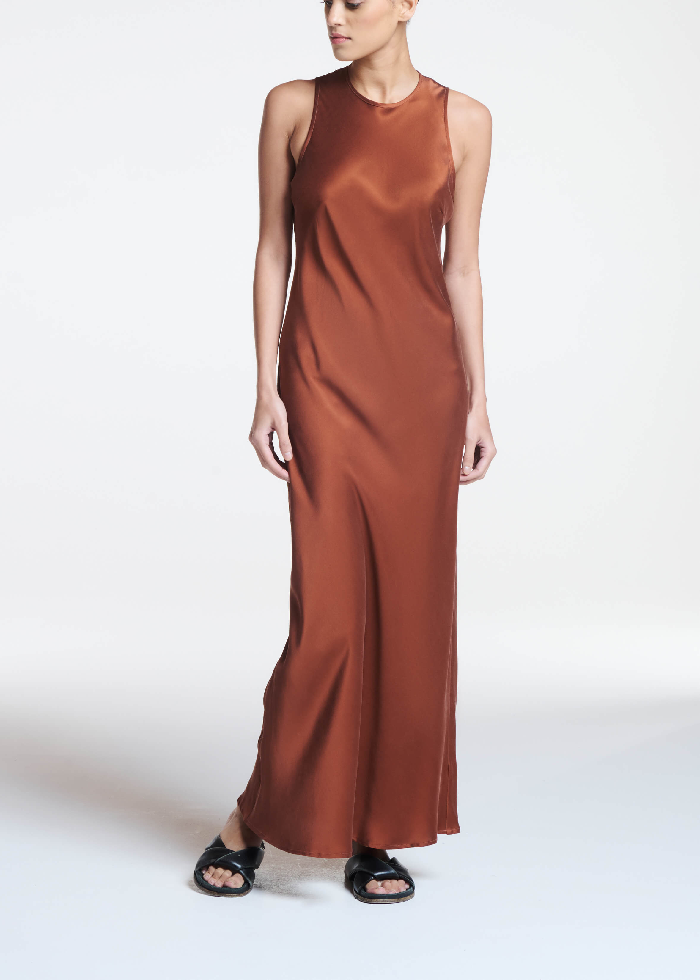 Valencia Dress Brick Red Silk Charmeuse