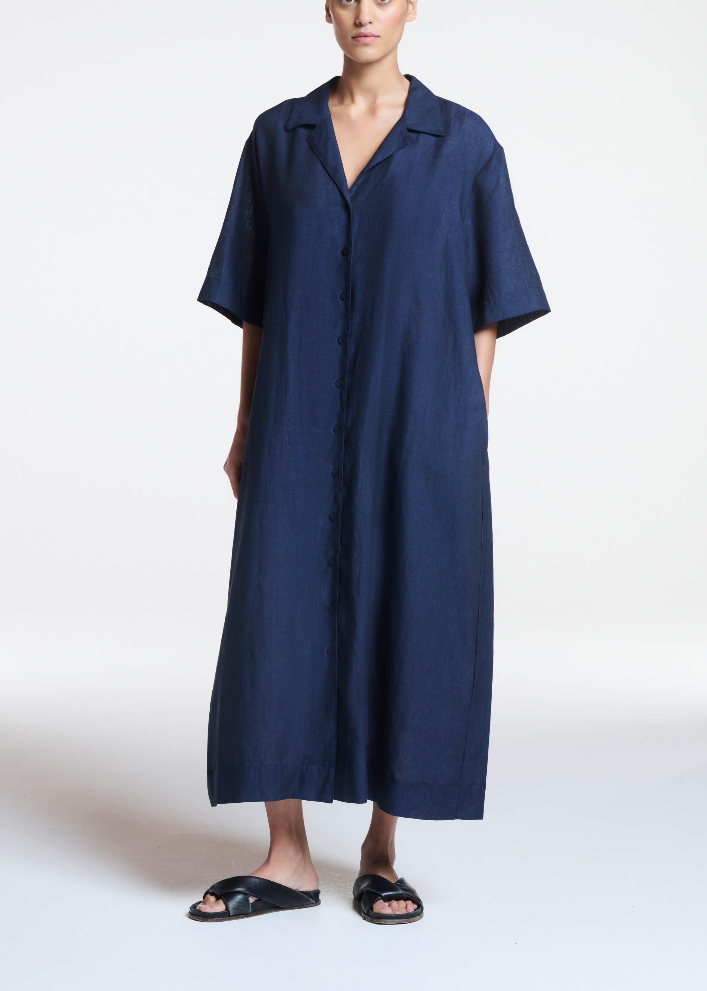 Larnaca Dress Ocean Navy Linen