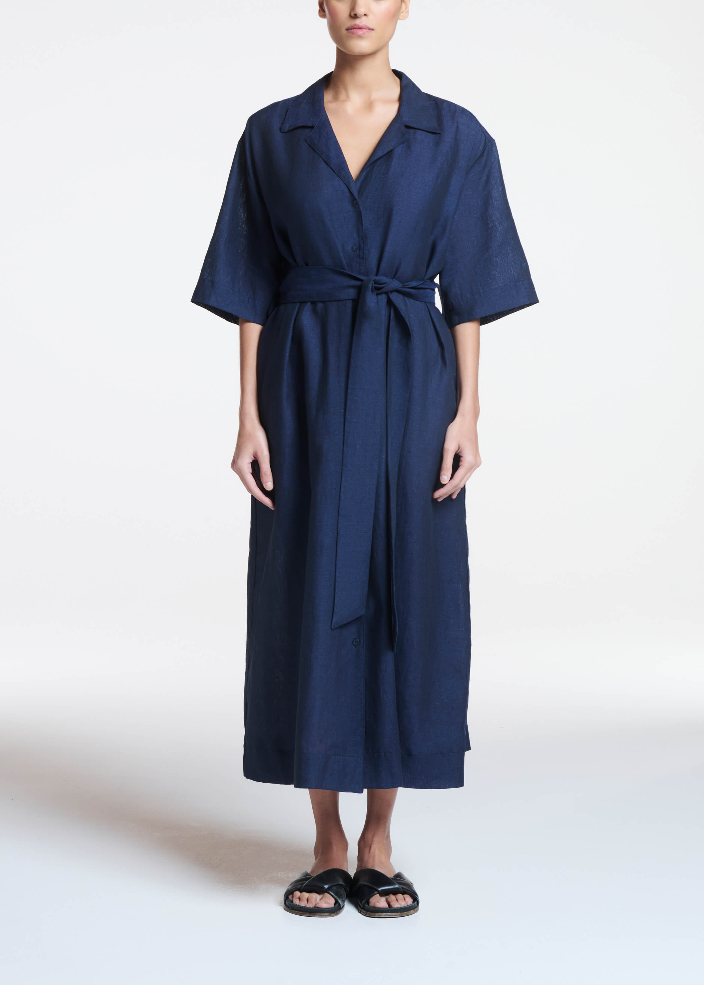 Larnaca Dress Ocean Navy Linen