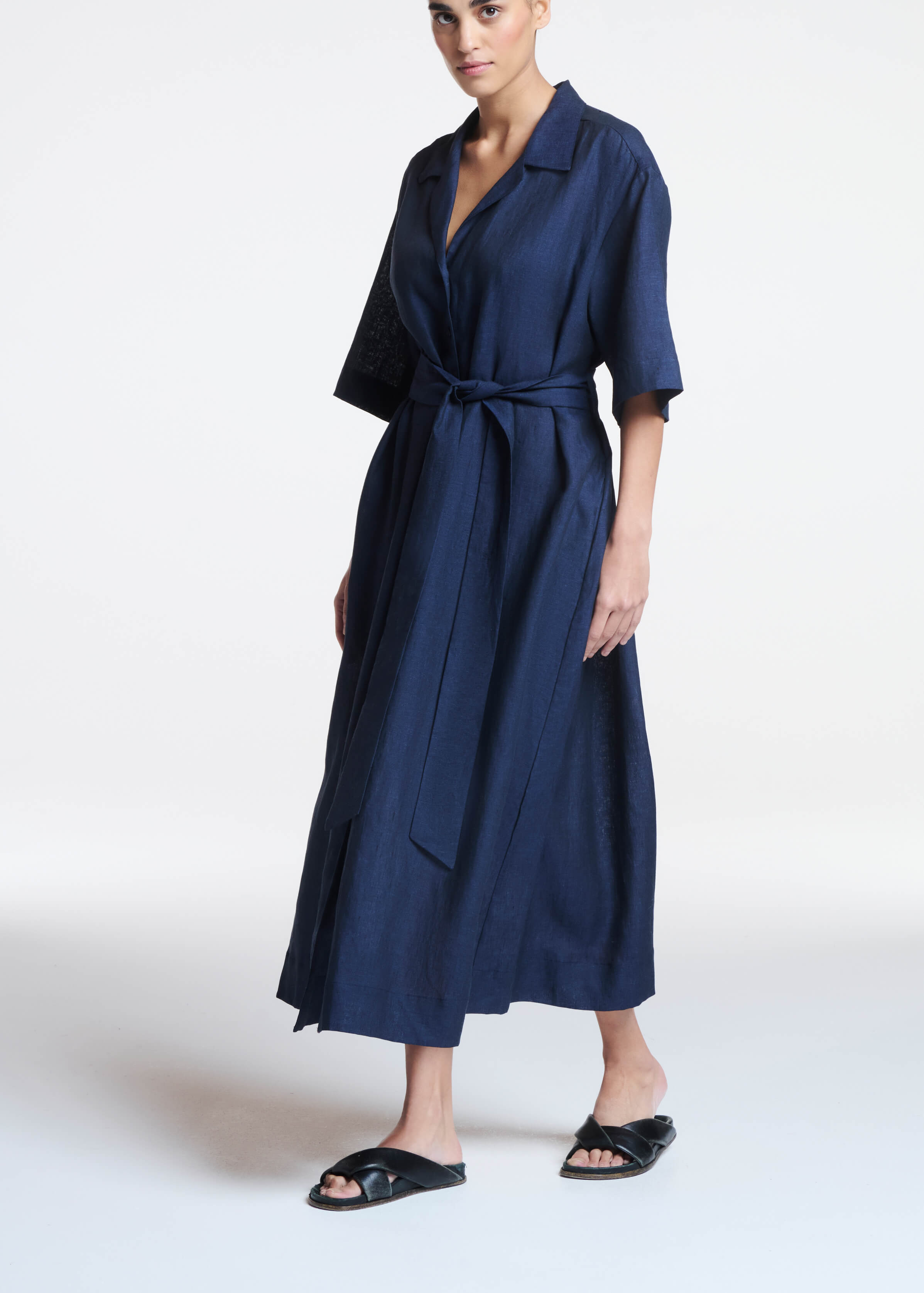 Larnaca Dress Ocean Navy Linen