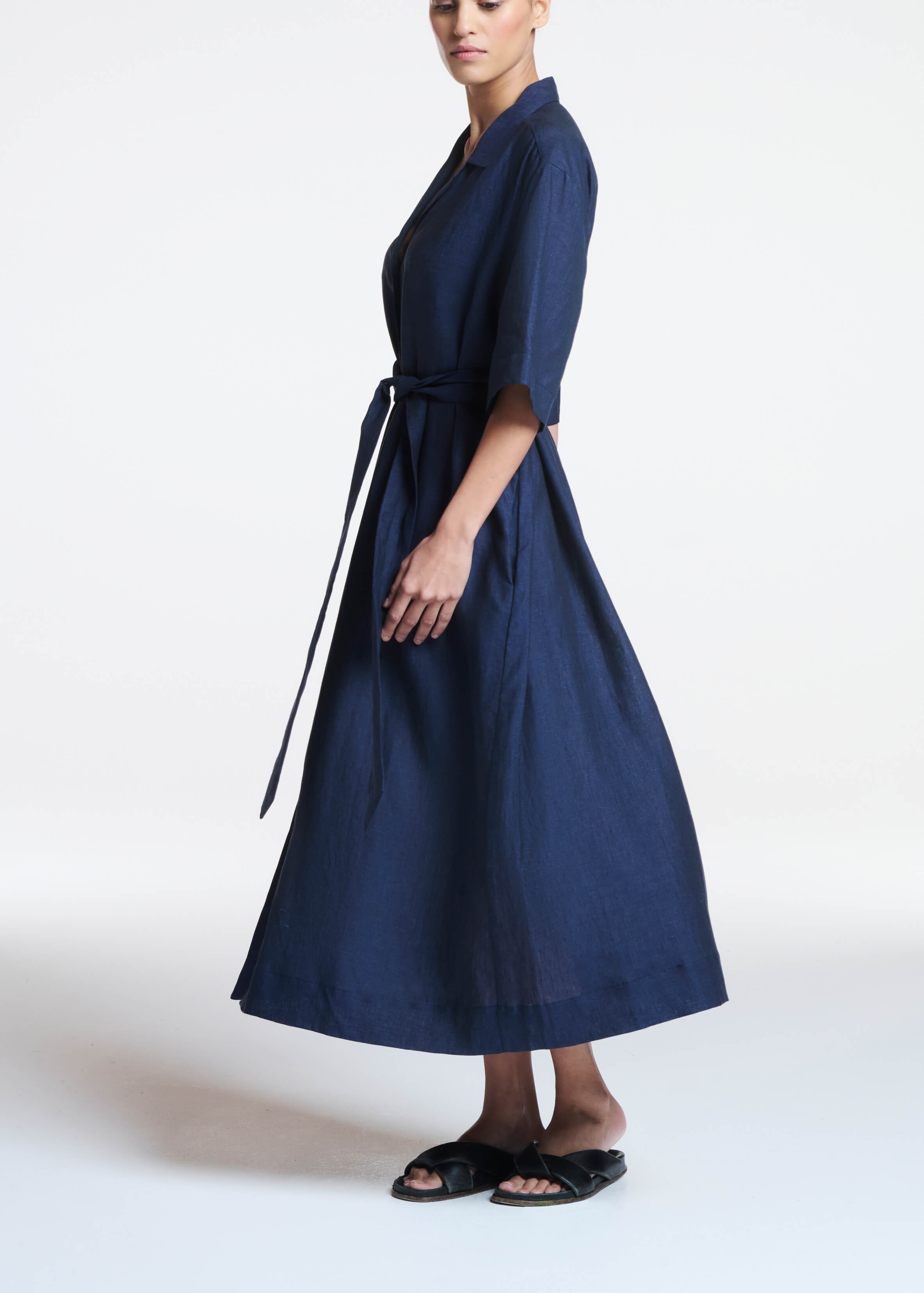 Larnaca Dress Ocean Navy Linen