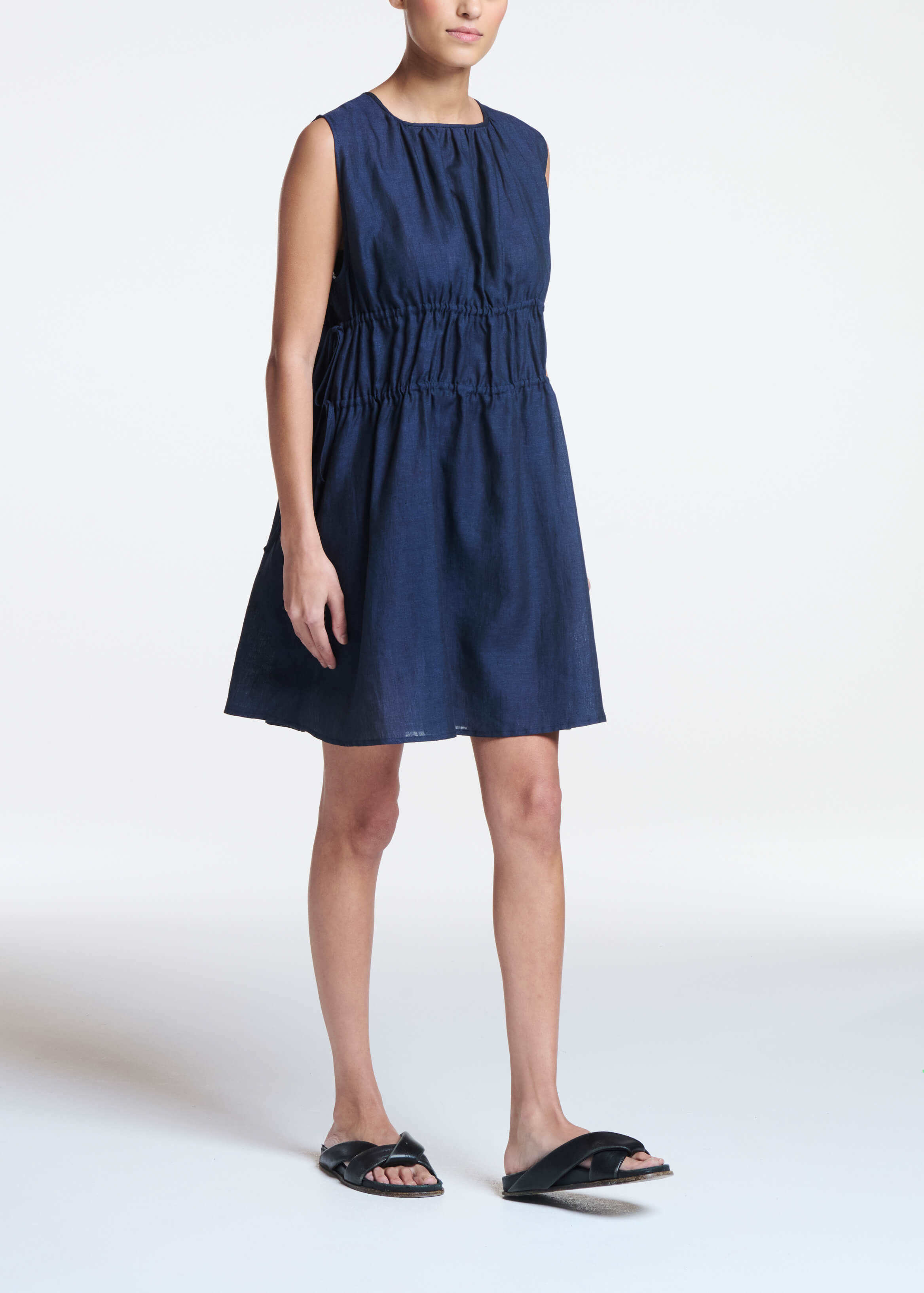 Como Dress Ocean Navy Linen