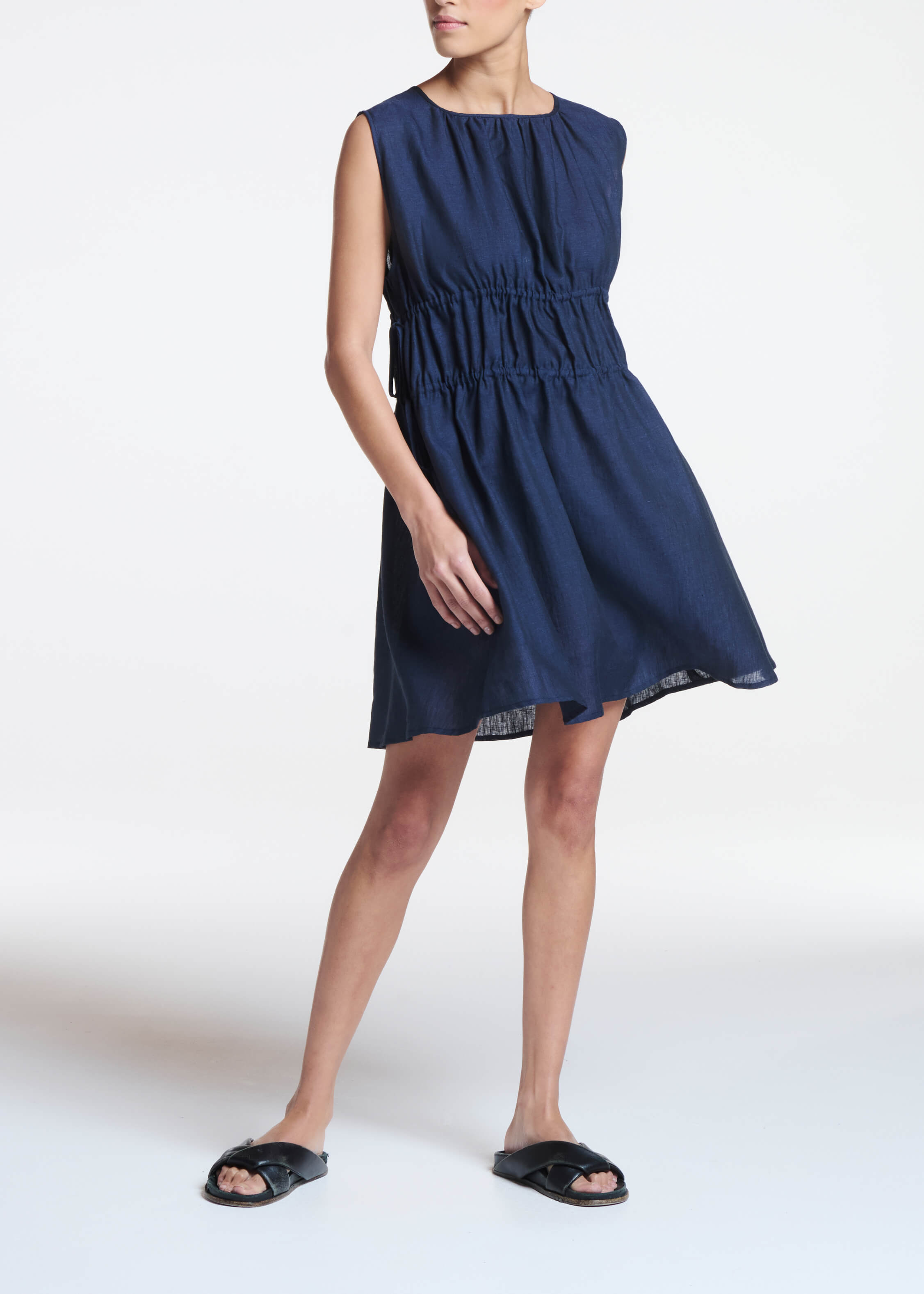 Como Dress Ocean Navy Linen