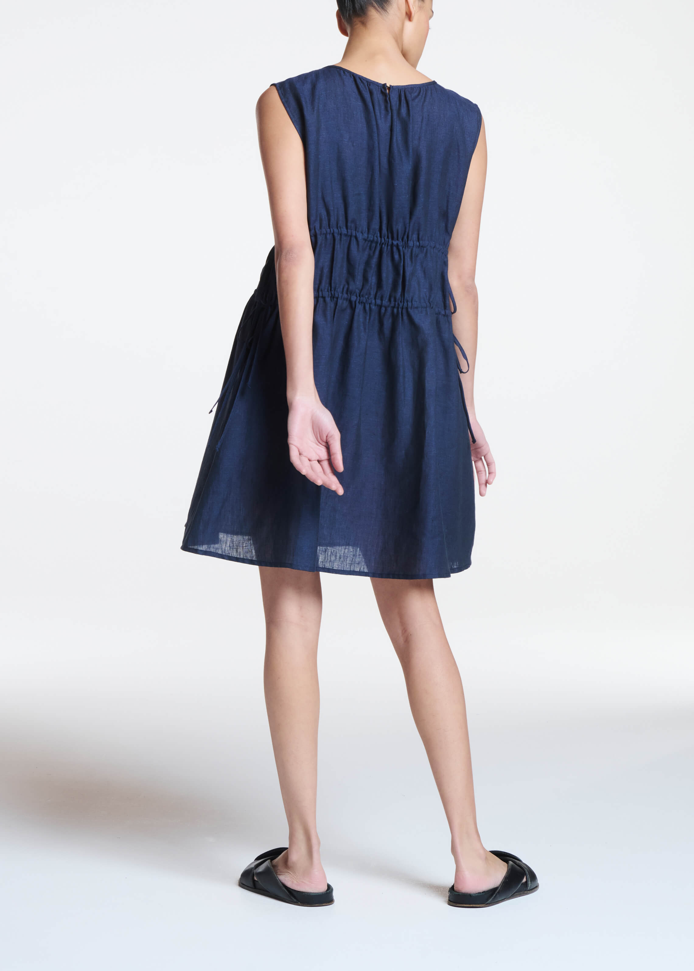 Como Dress Ocean Navy Linen