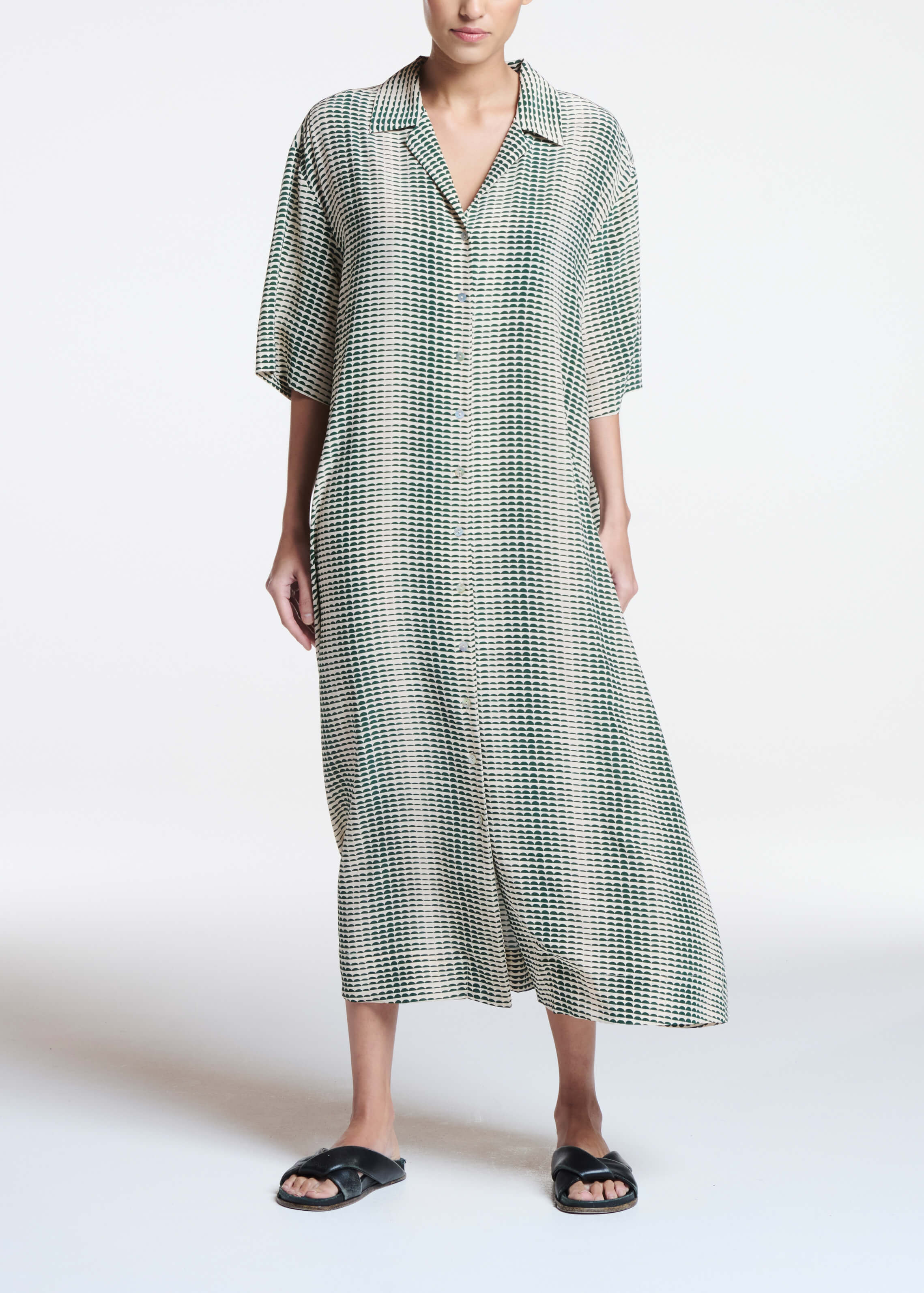 Larnaca Dress Solar Pine Green Silk Crepe