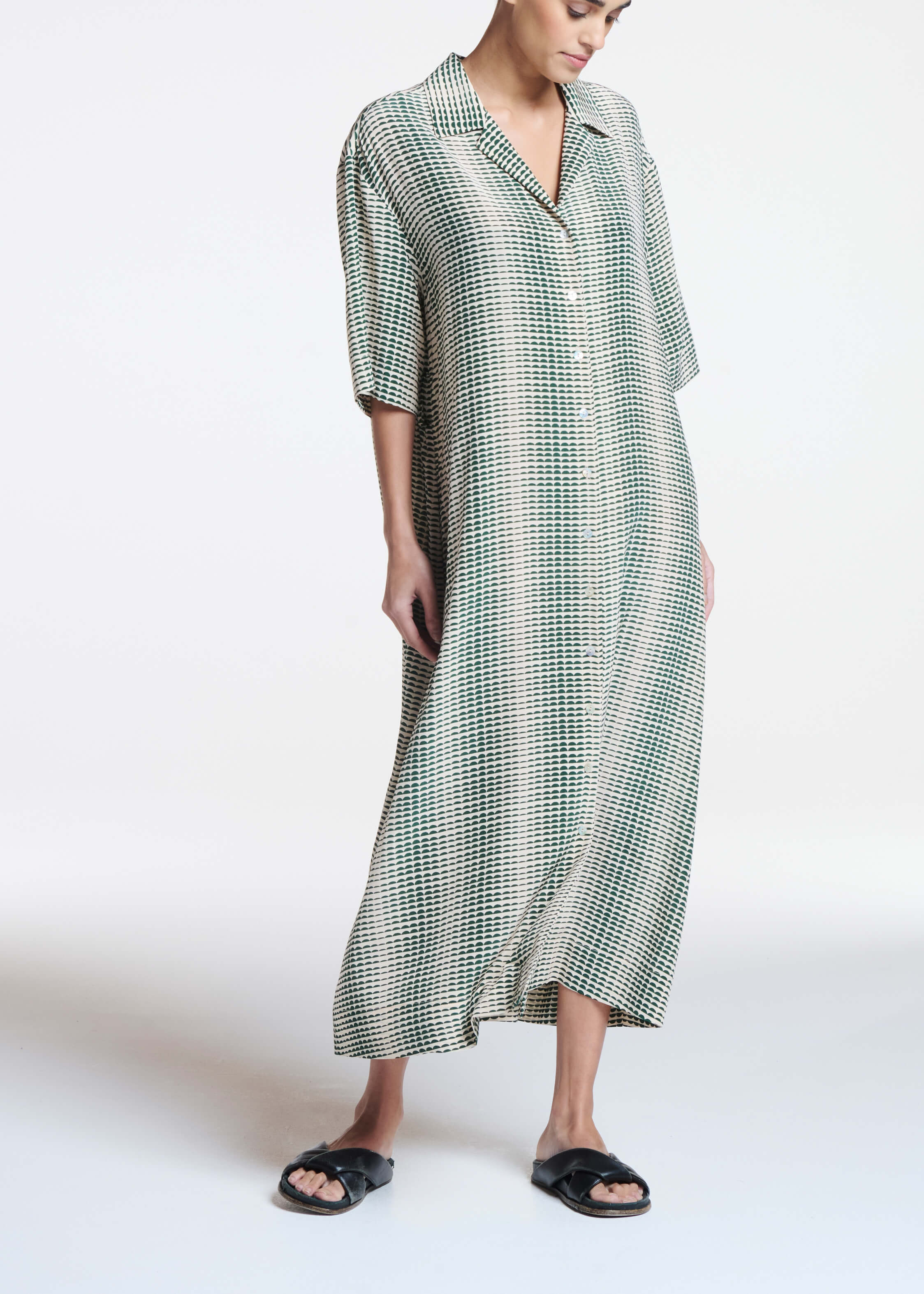 Larnaca Dress Solar Pine Green Silk Crepe