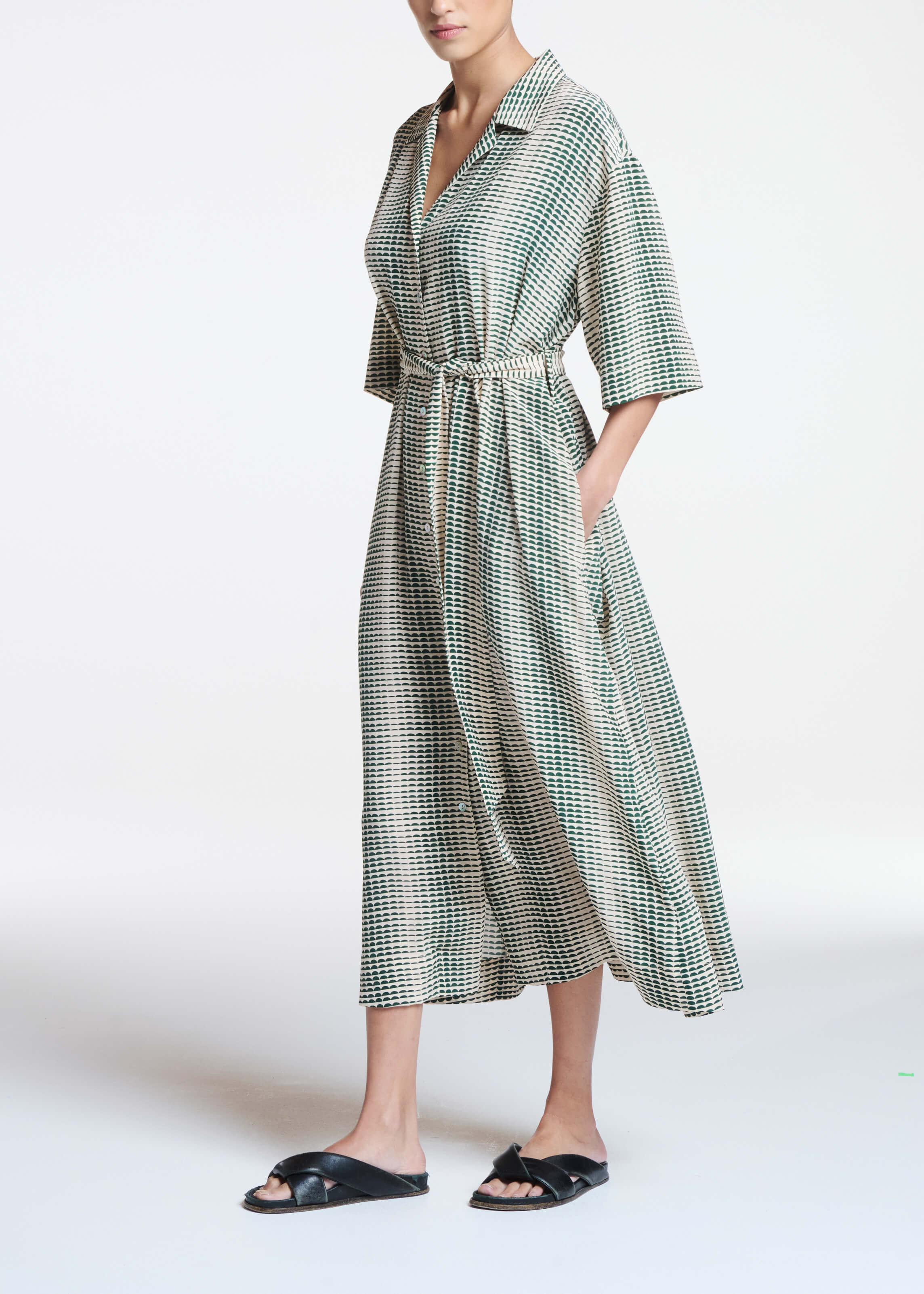 Larnaca Dress Solar Pine Green Silk Crepe