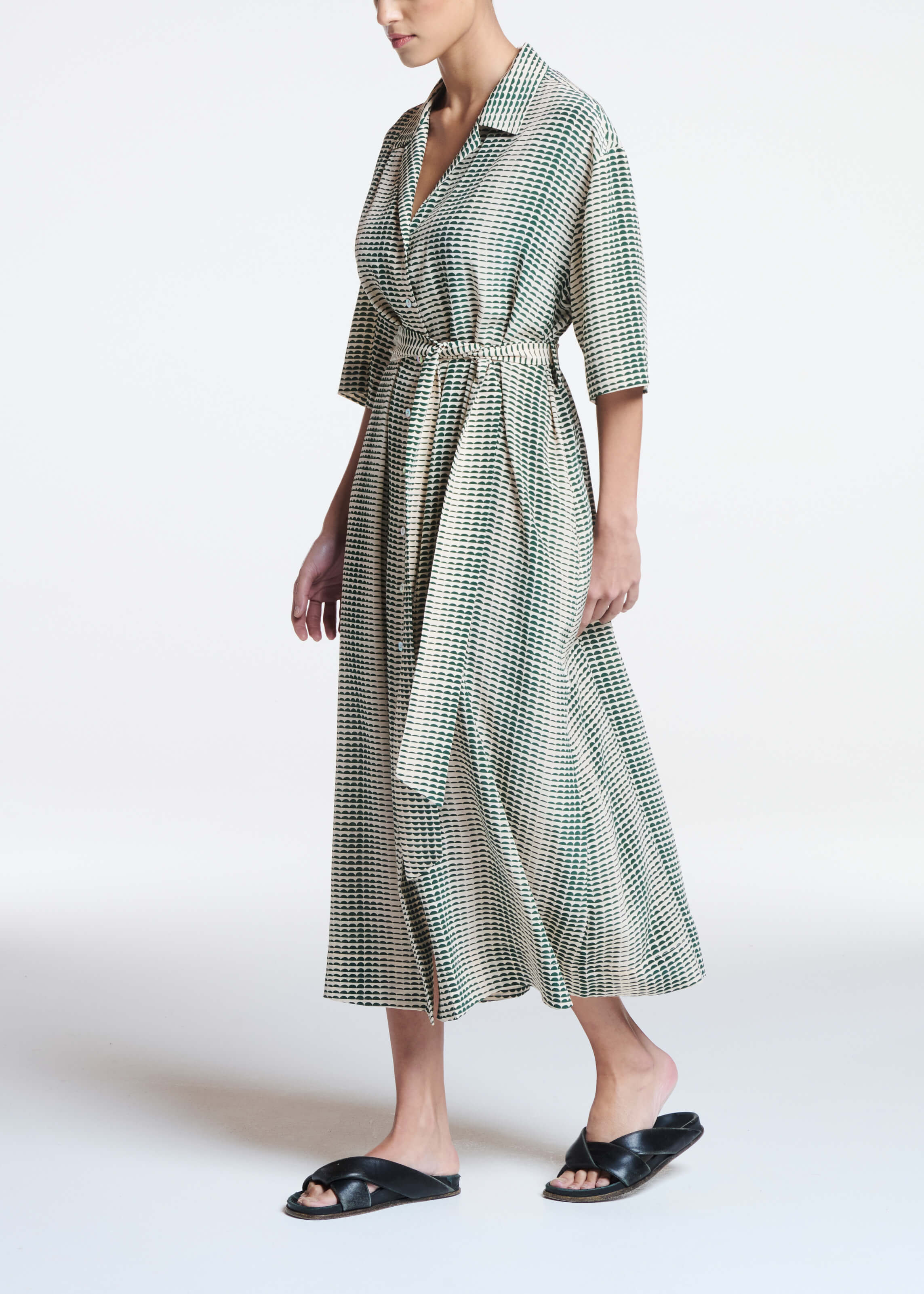 Larnaca Dress Solar Pine Green Silk Crepe