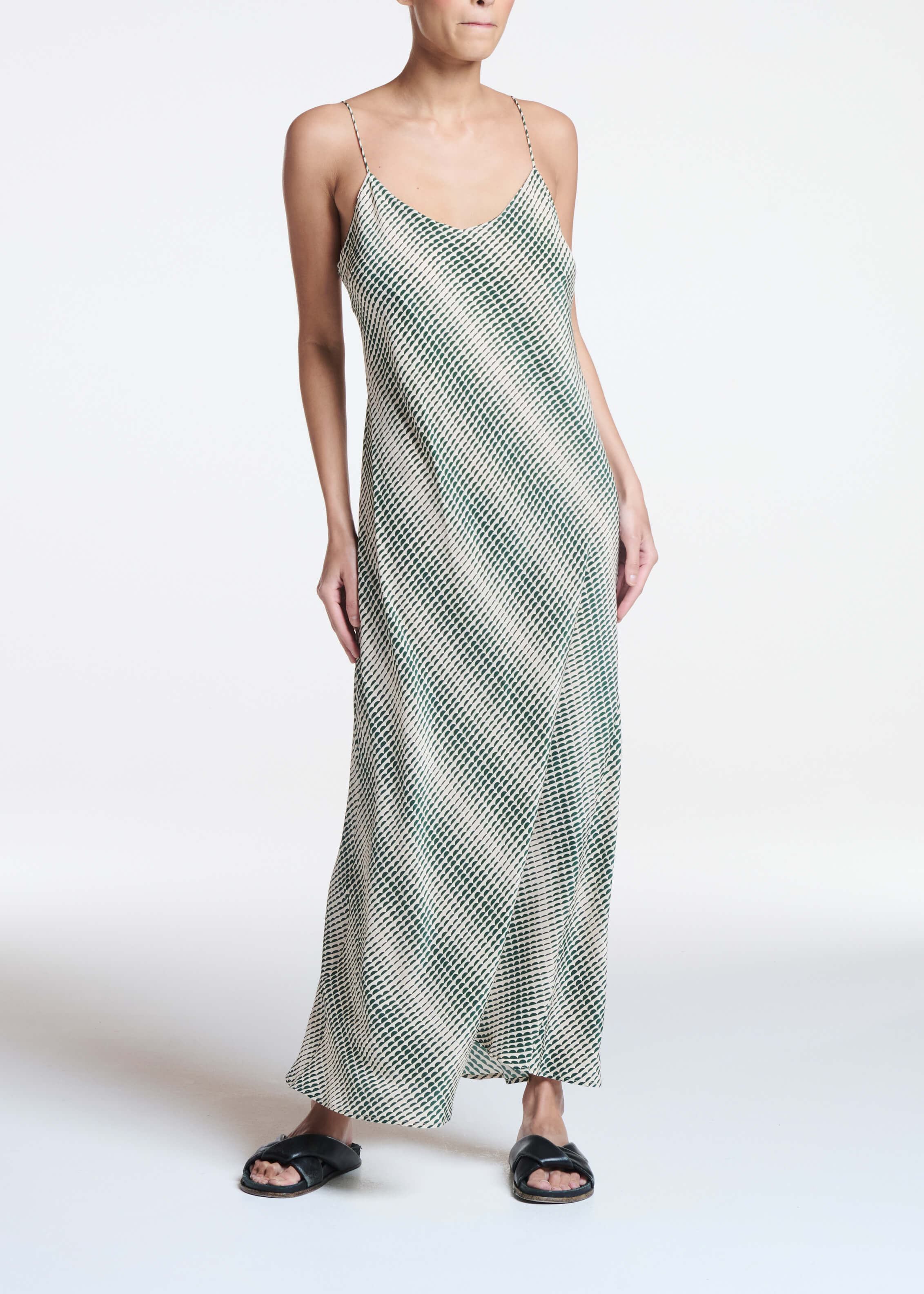 Lyon Dress Solar Pine Green Silk Crepe