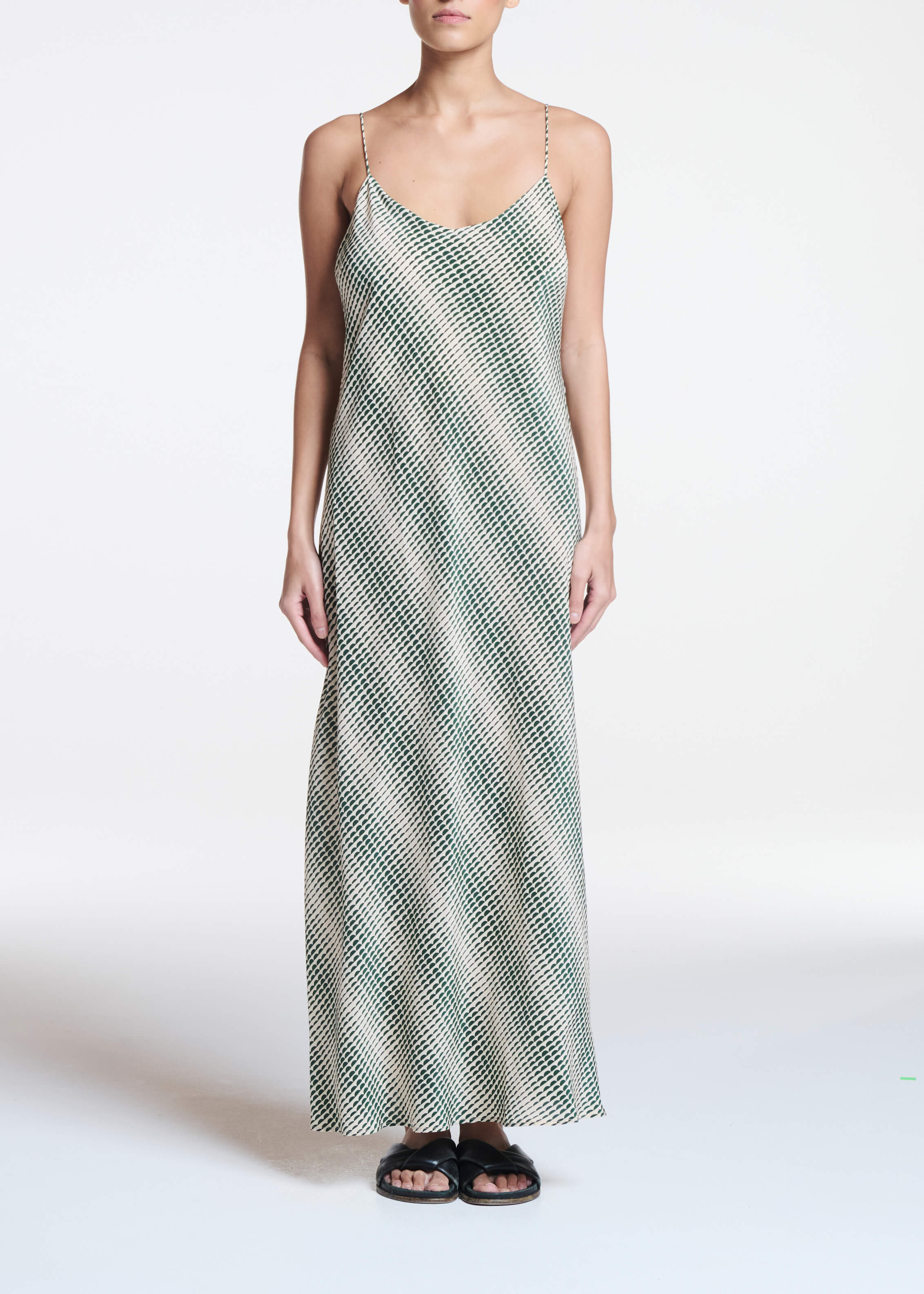 Lyon Dress Solar Pine Green Silk Crepe