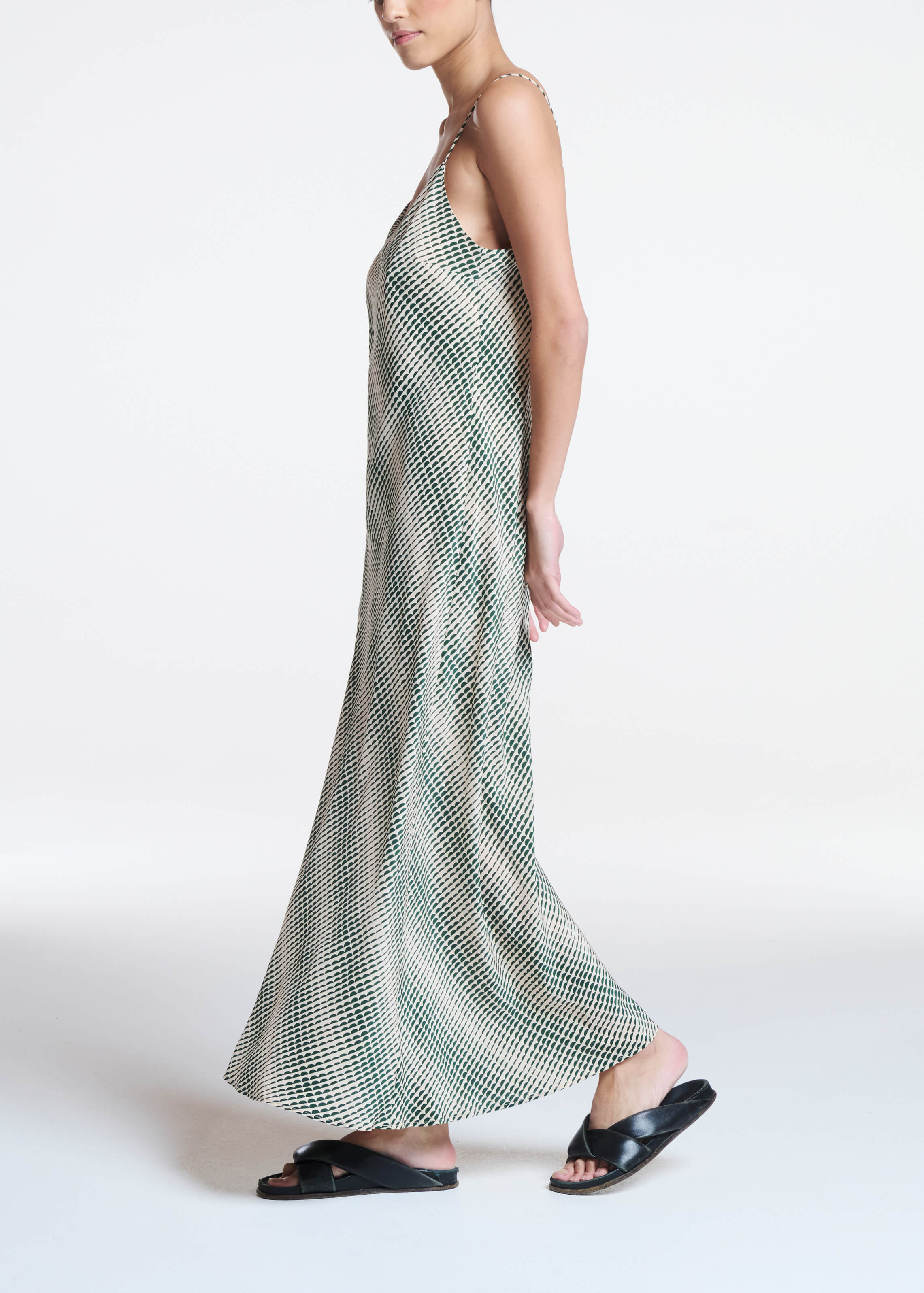 Lyon Dress Solar Pine Green Silk Crepe