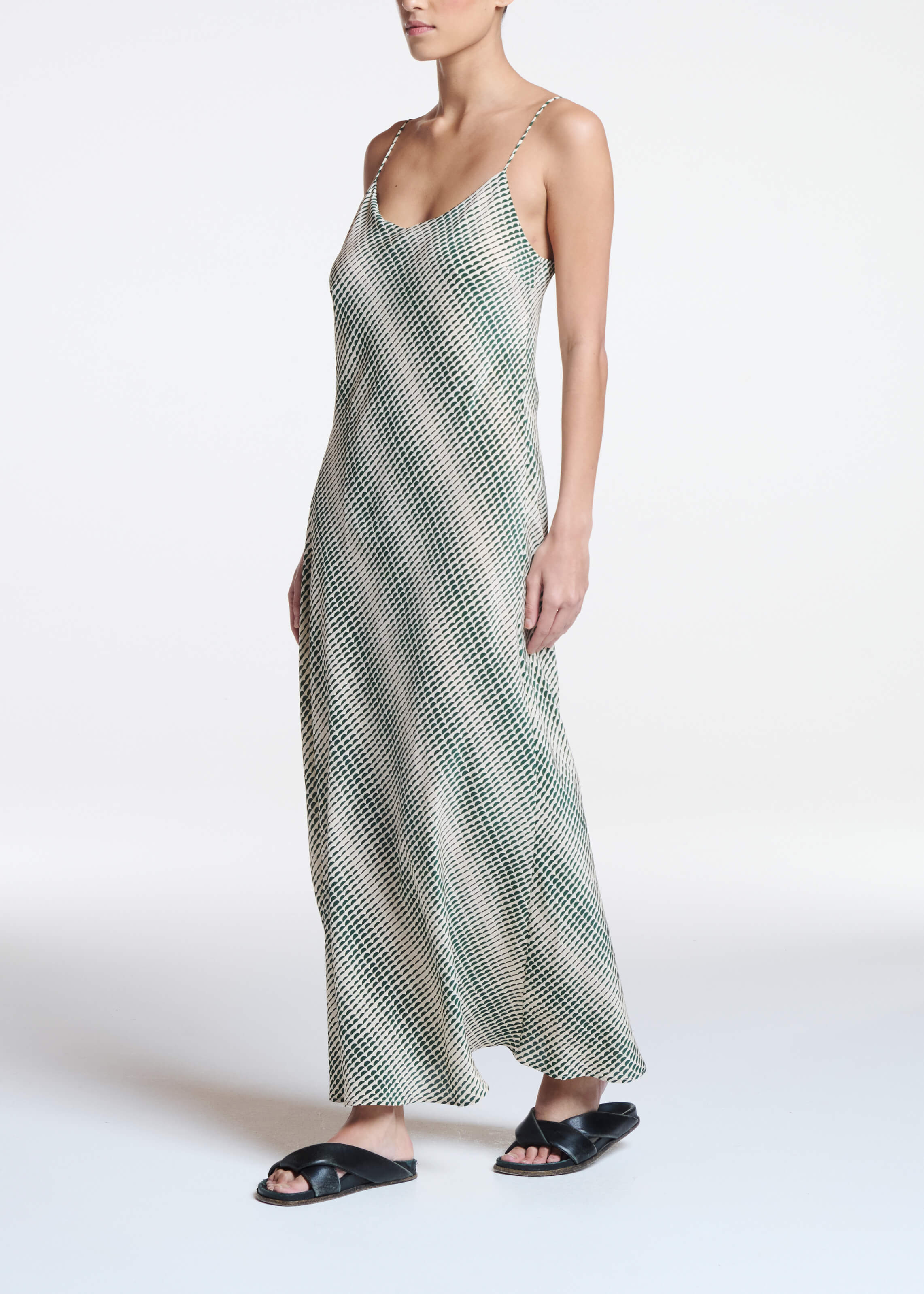 Lyon Dress Solar Pine Green Silk Crepe