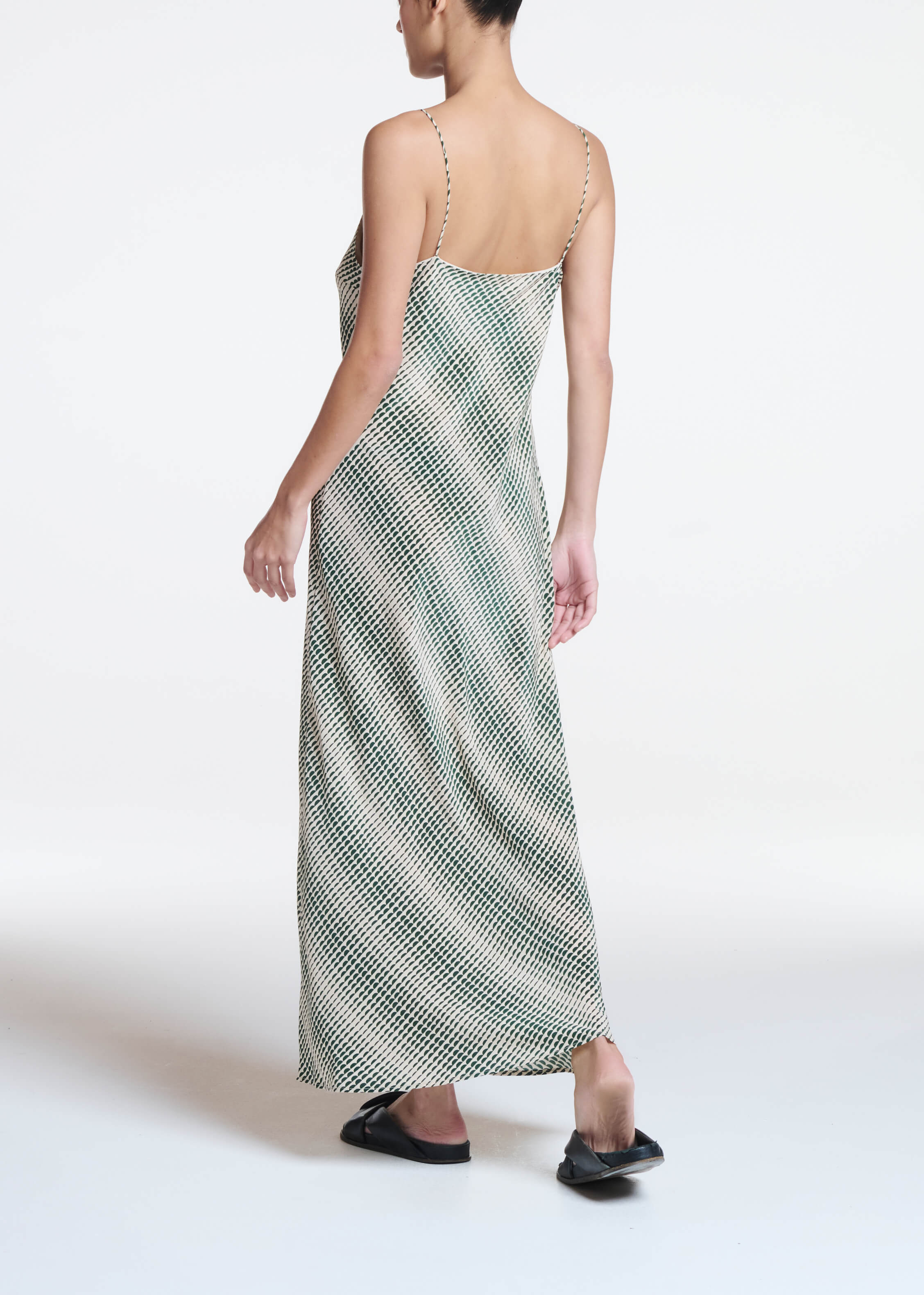 Lyon Dress Solar Pine Green Silk Crepe