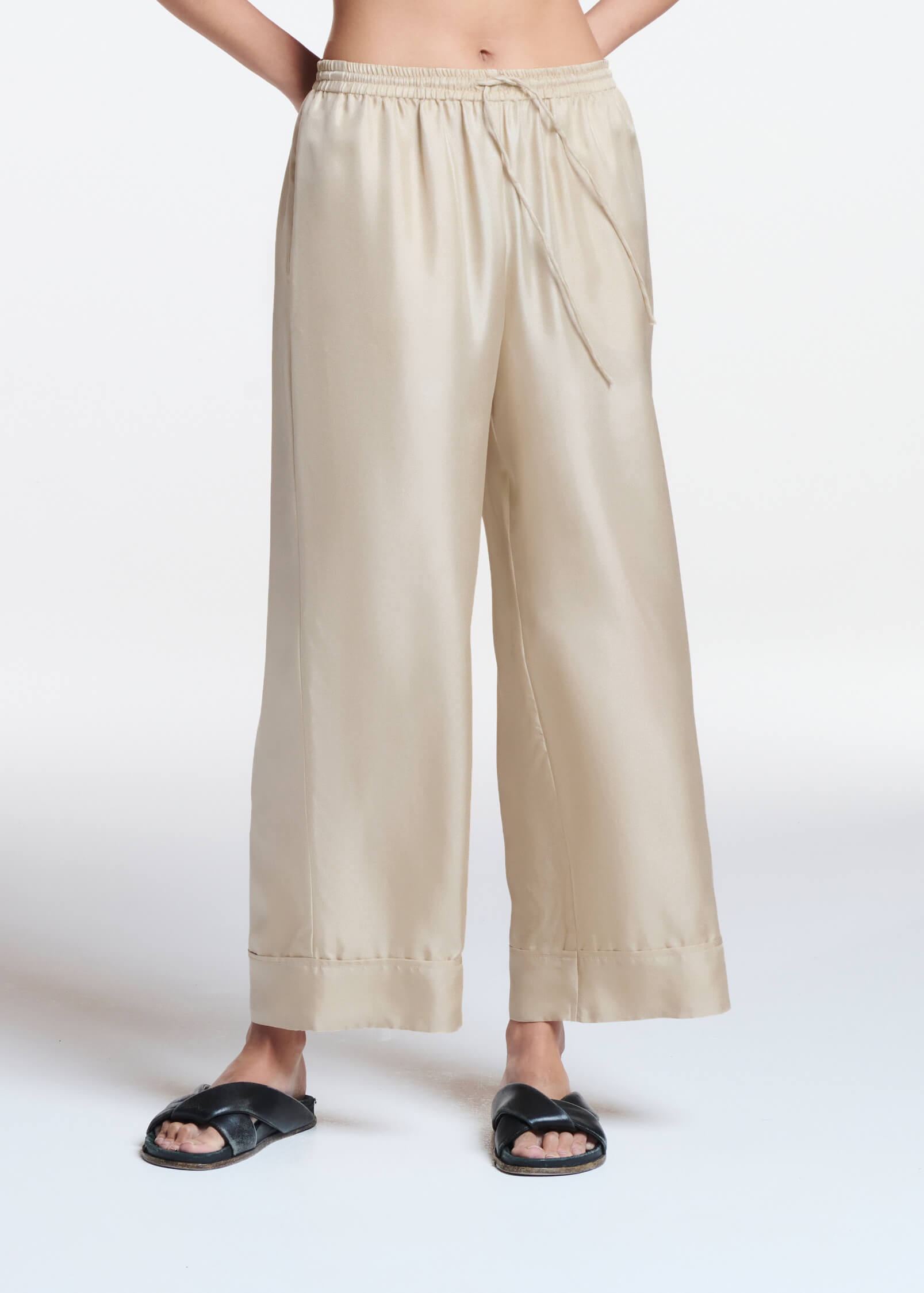 Brescia Trouser Stone Silk Twill