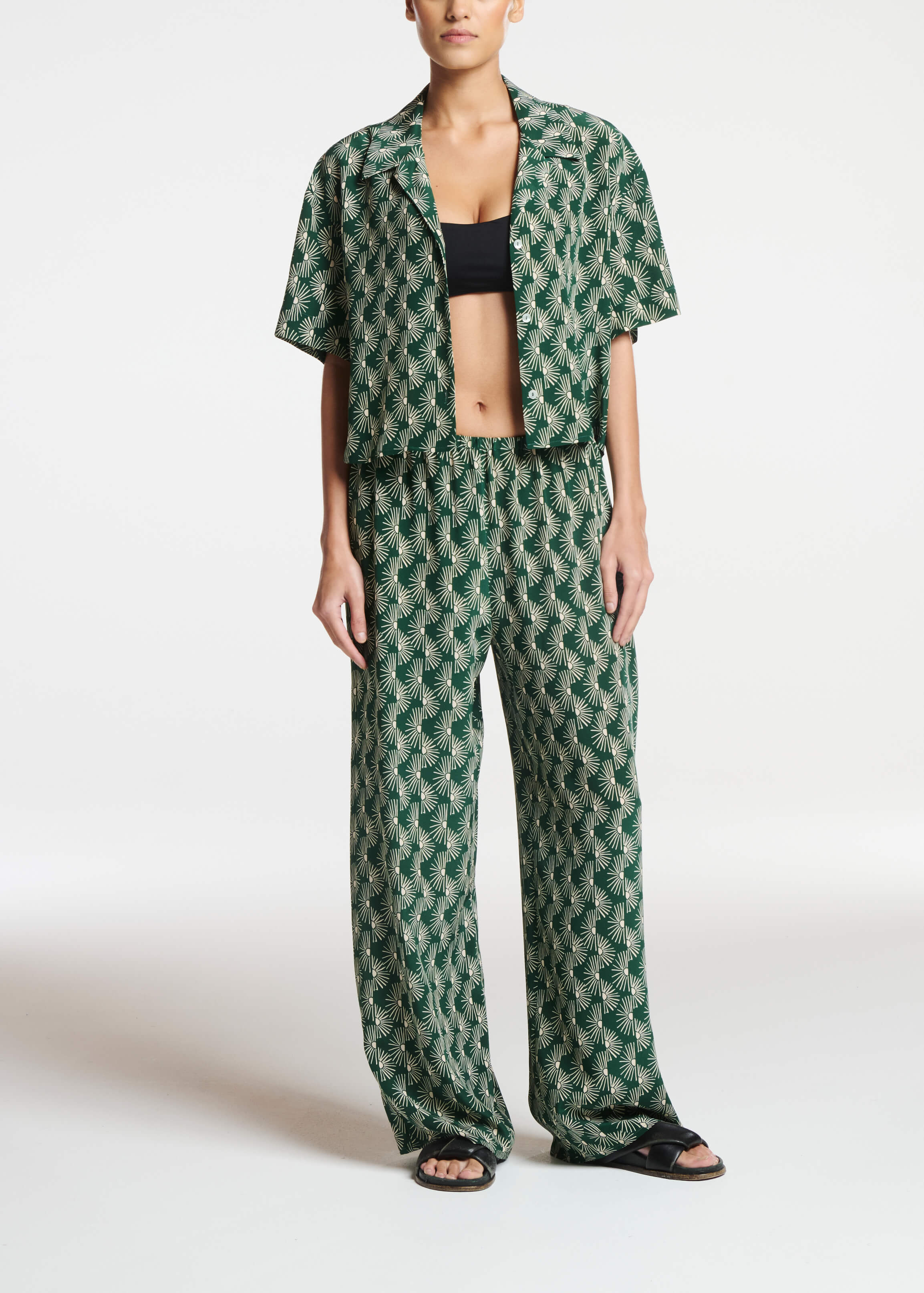 Austin Trouser Sunrise Pine Green Silk Crepe