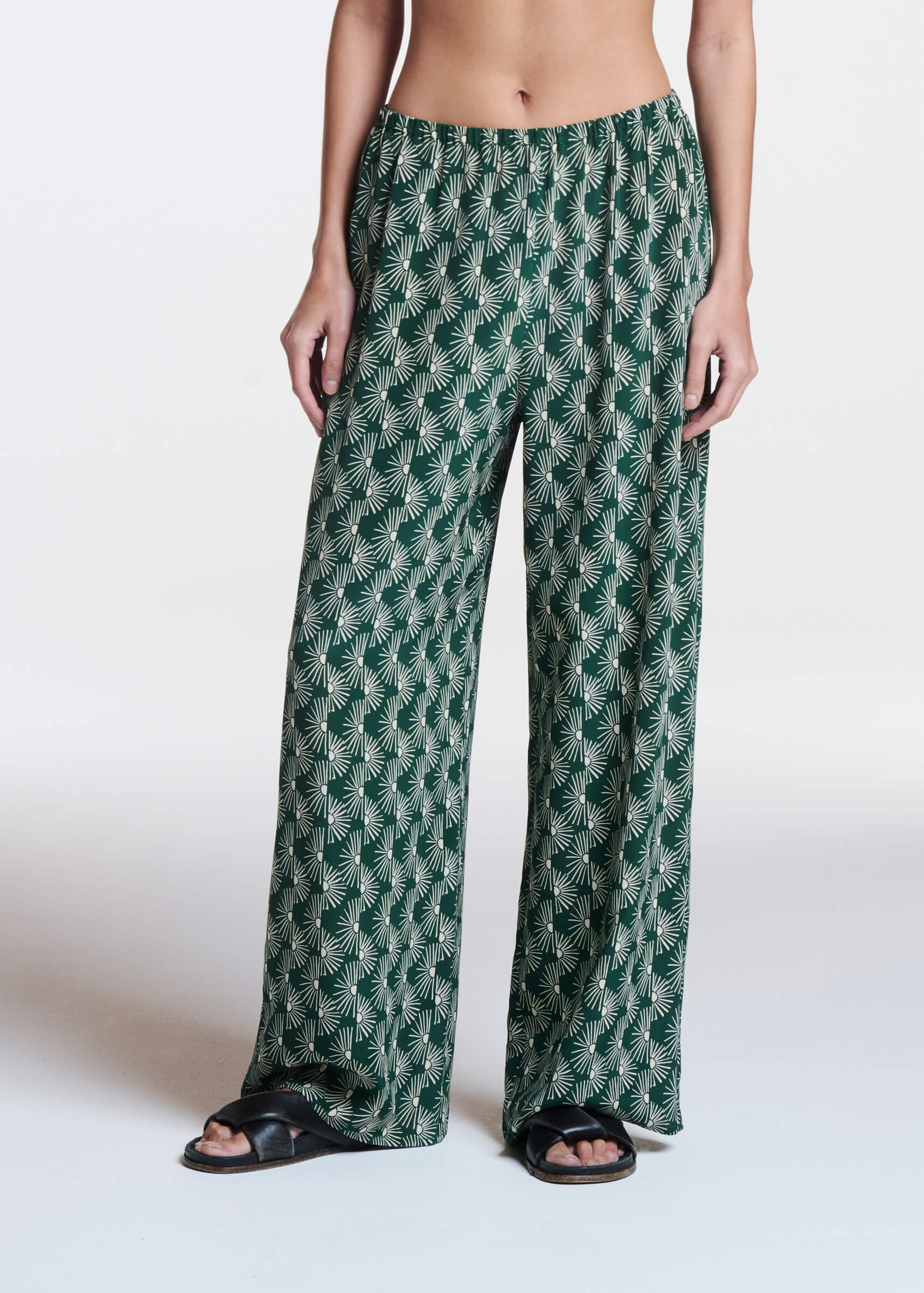 Austin Trouser Sunrise Pine Green Silk Crepe