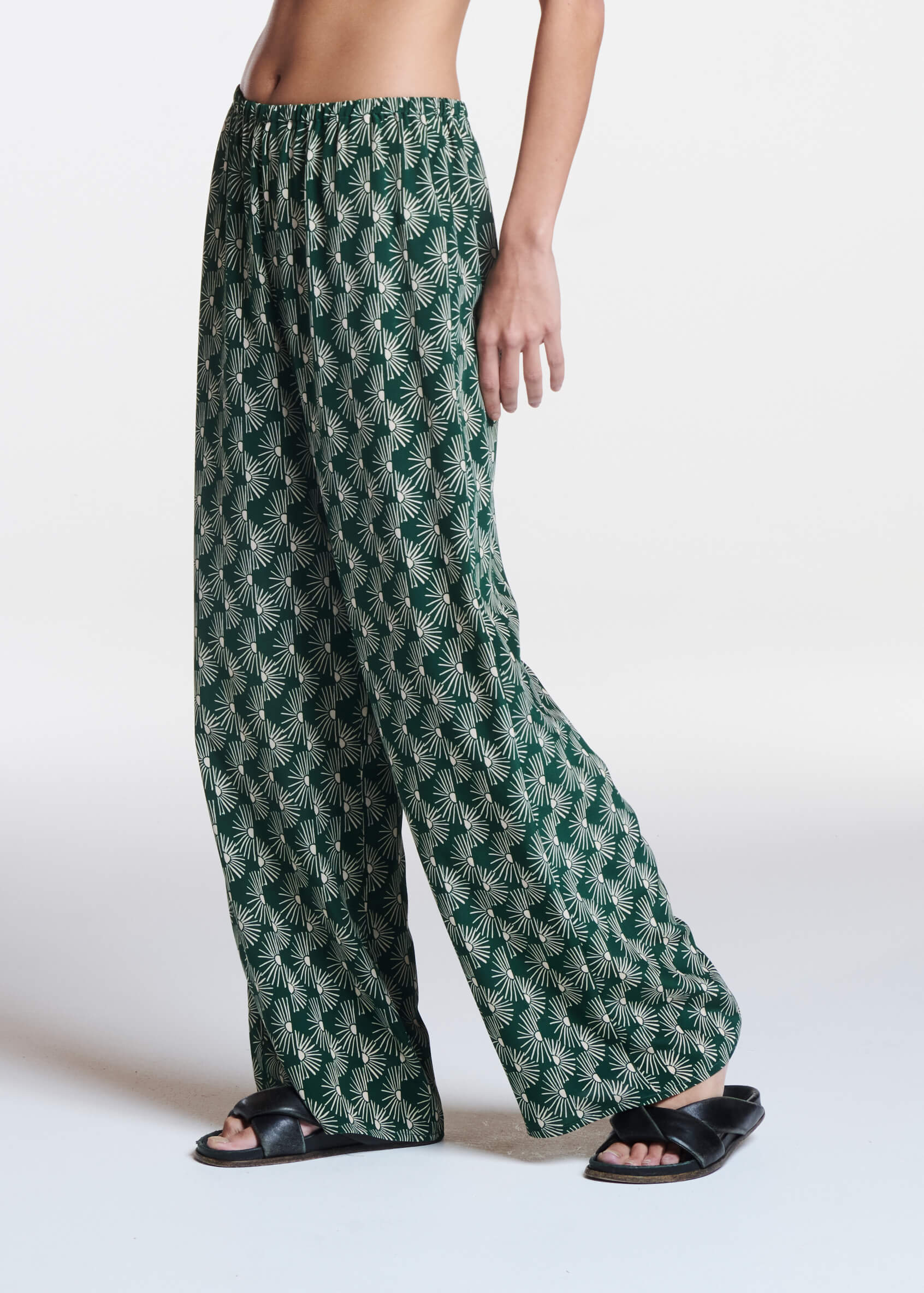 Austin Trouser Sunrise Pine Green Silk Crepe