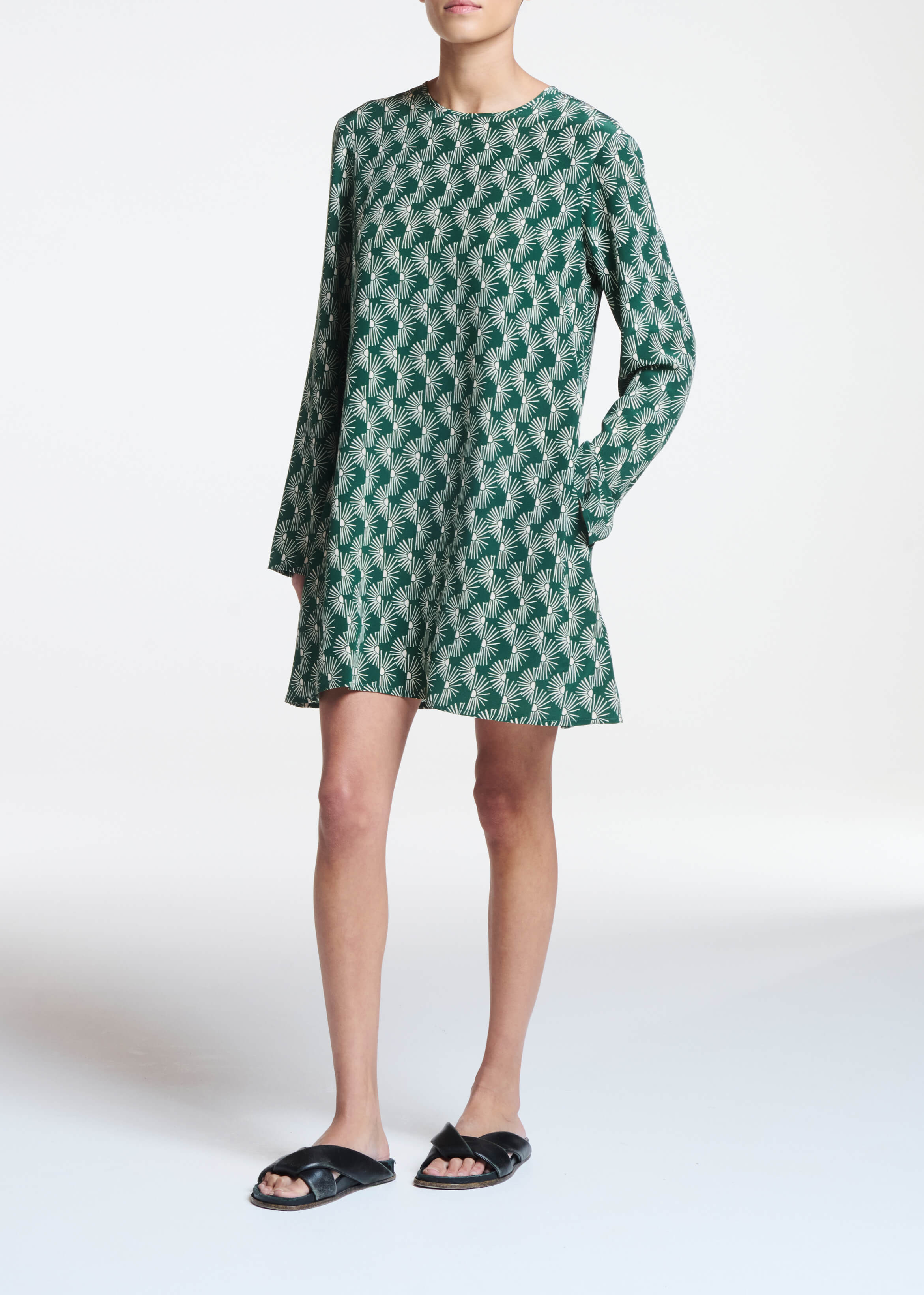 Larissa Dress Sunrise Pine Green Silk Crepe