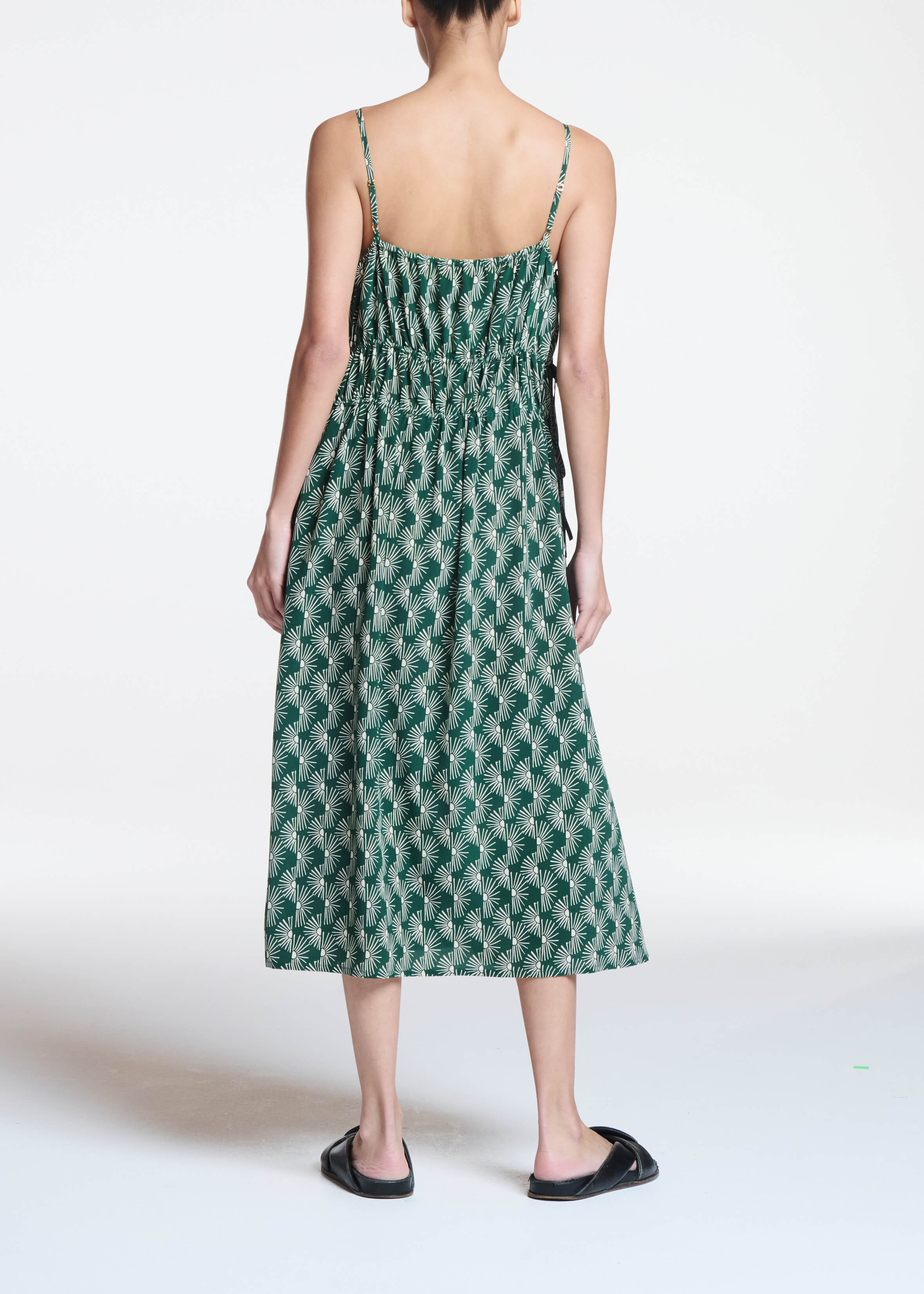 Eze Dress Sunrise Pine Green Silk Crepe