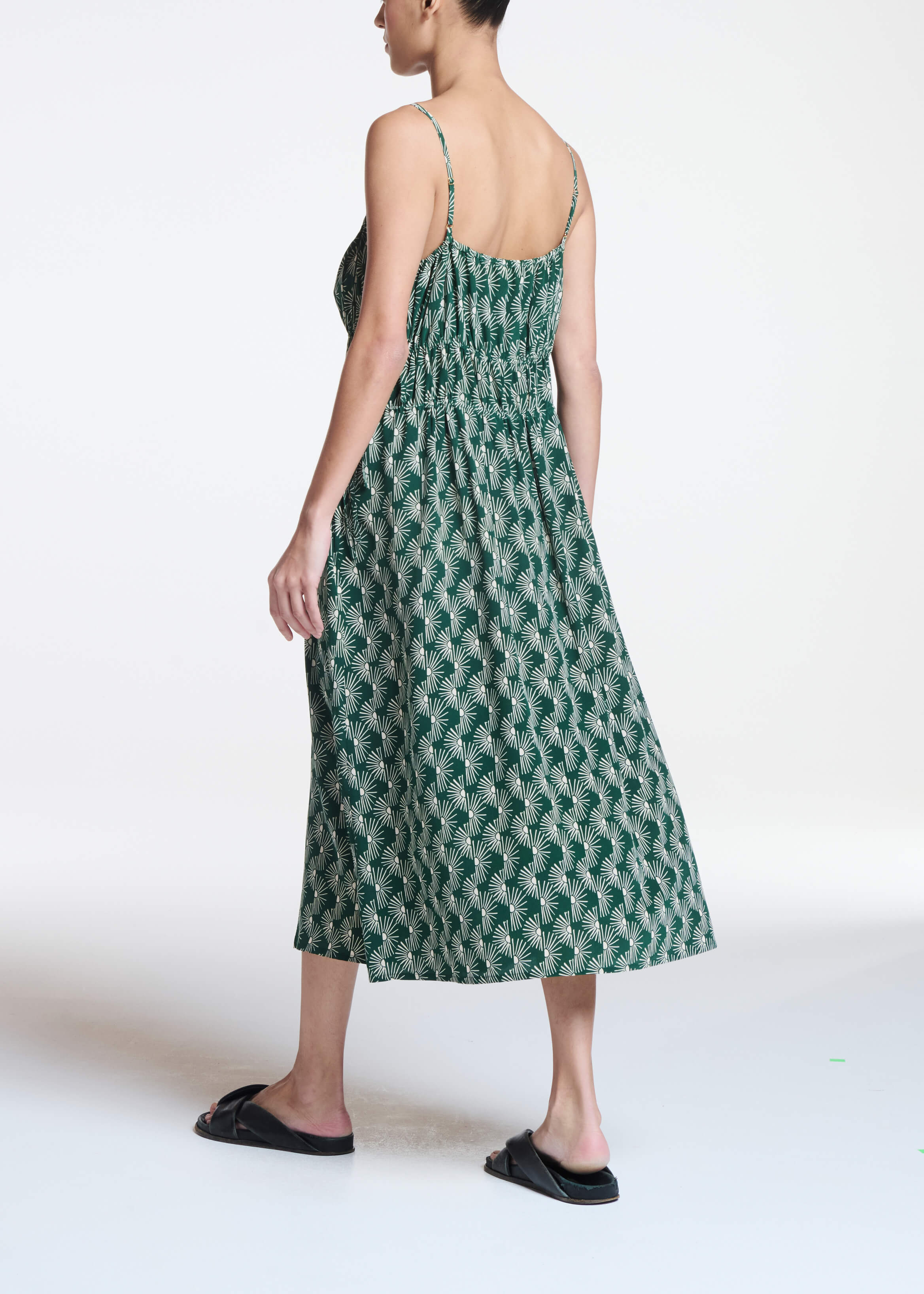 Eze Dress Sunrise Pine Green Silk Crepe