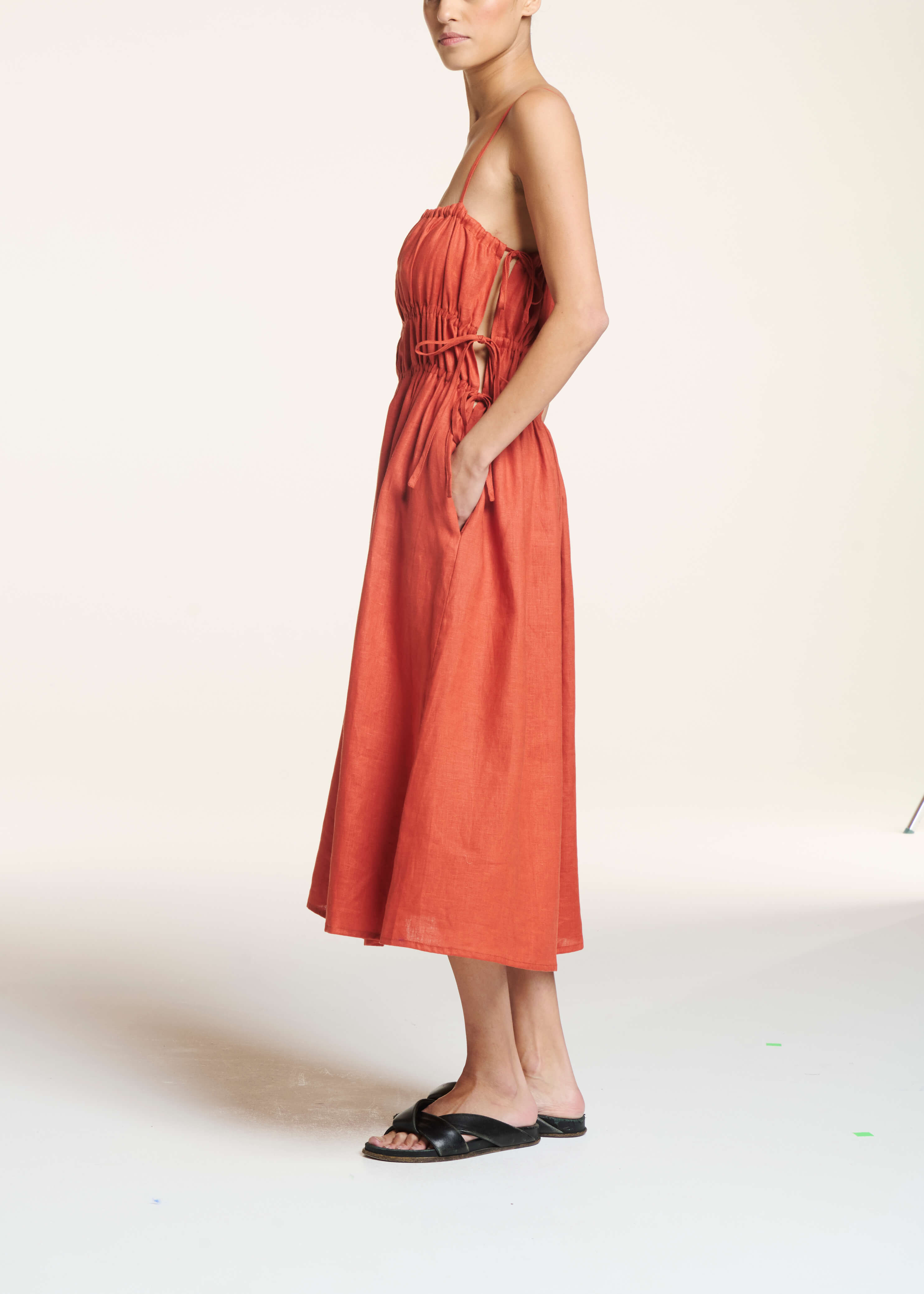 Eze Dress Terracotta Linen