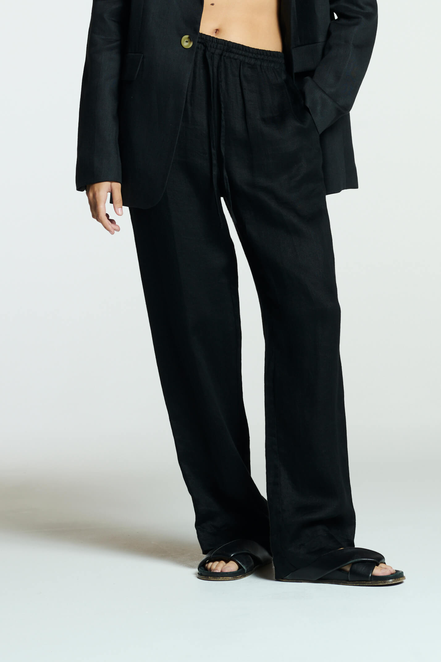 Aurelia Trouser Black Organic Heavy Linen