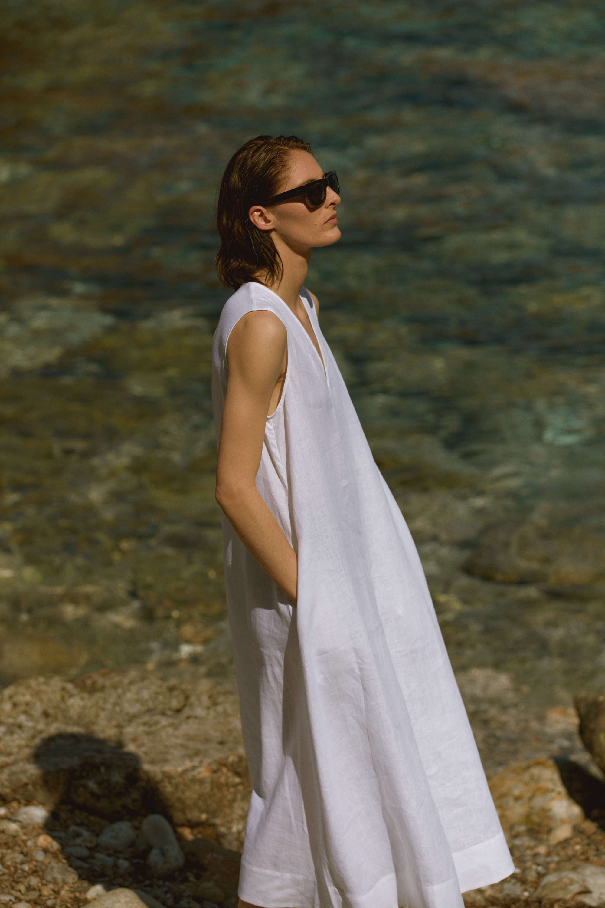 Nisha Dress White Organic Linen