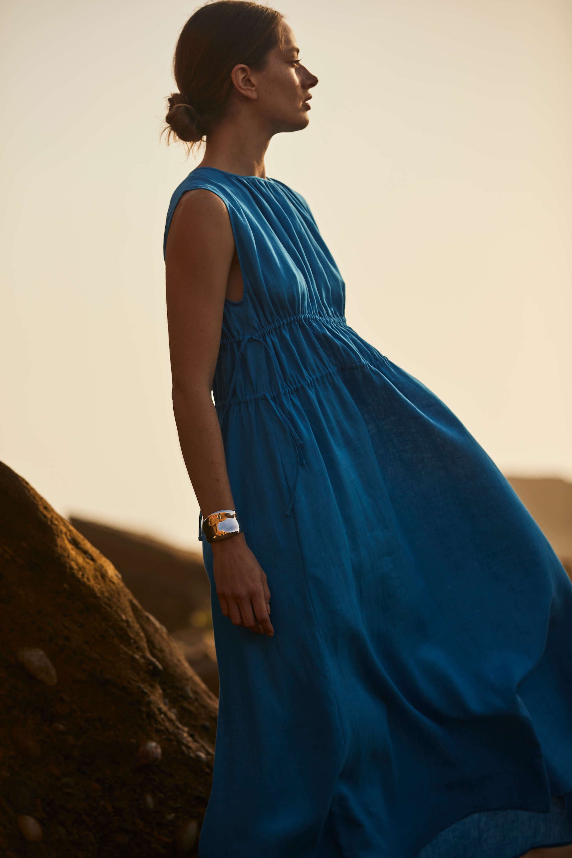 Petre Dress Capri Blue Linen