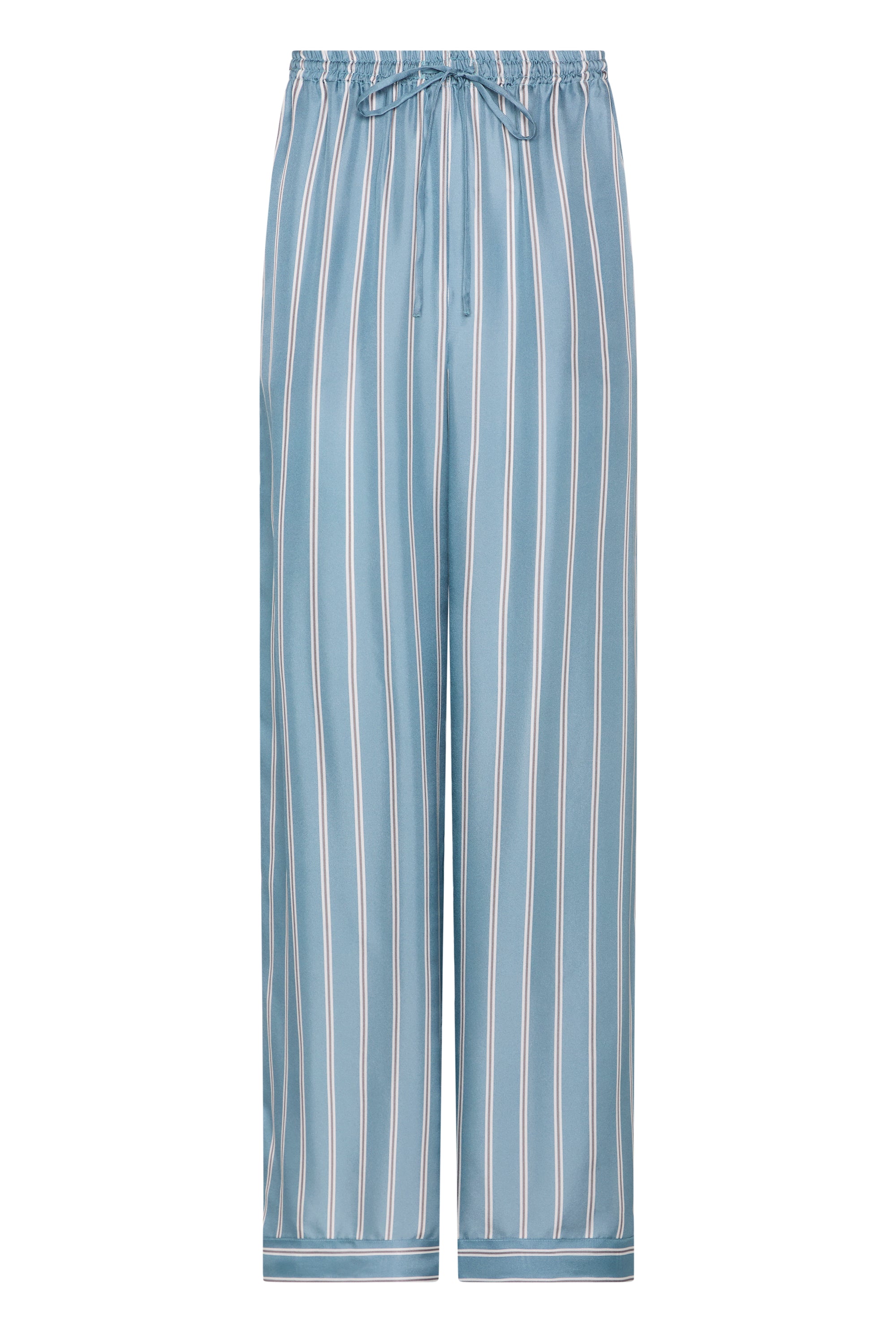 Aurelia Trouser Sky Stripe Blue White Bronze Silk Twill