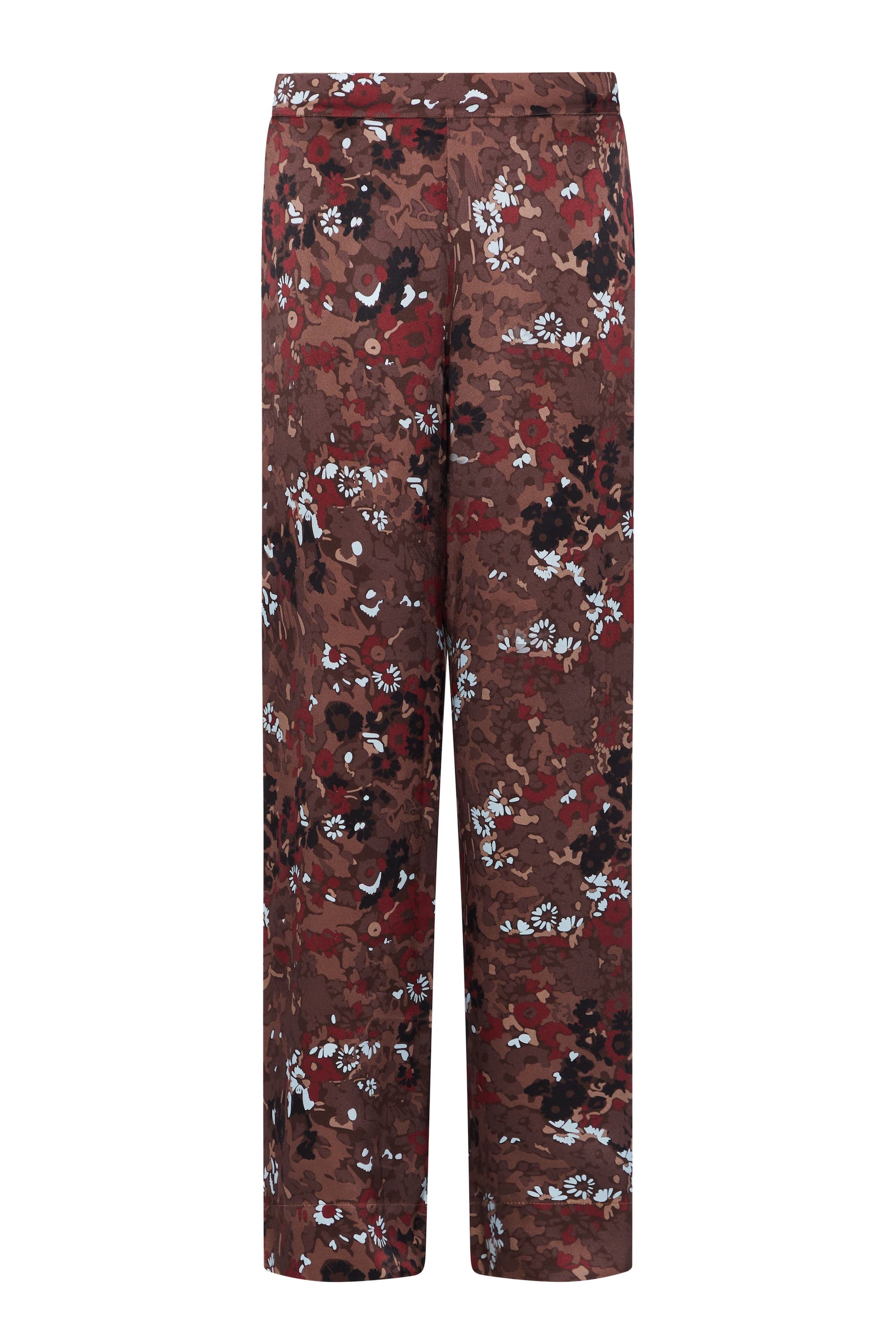 London Pyjama Bottom Winter Flower Cocoa Silk Charmeuse