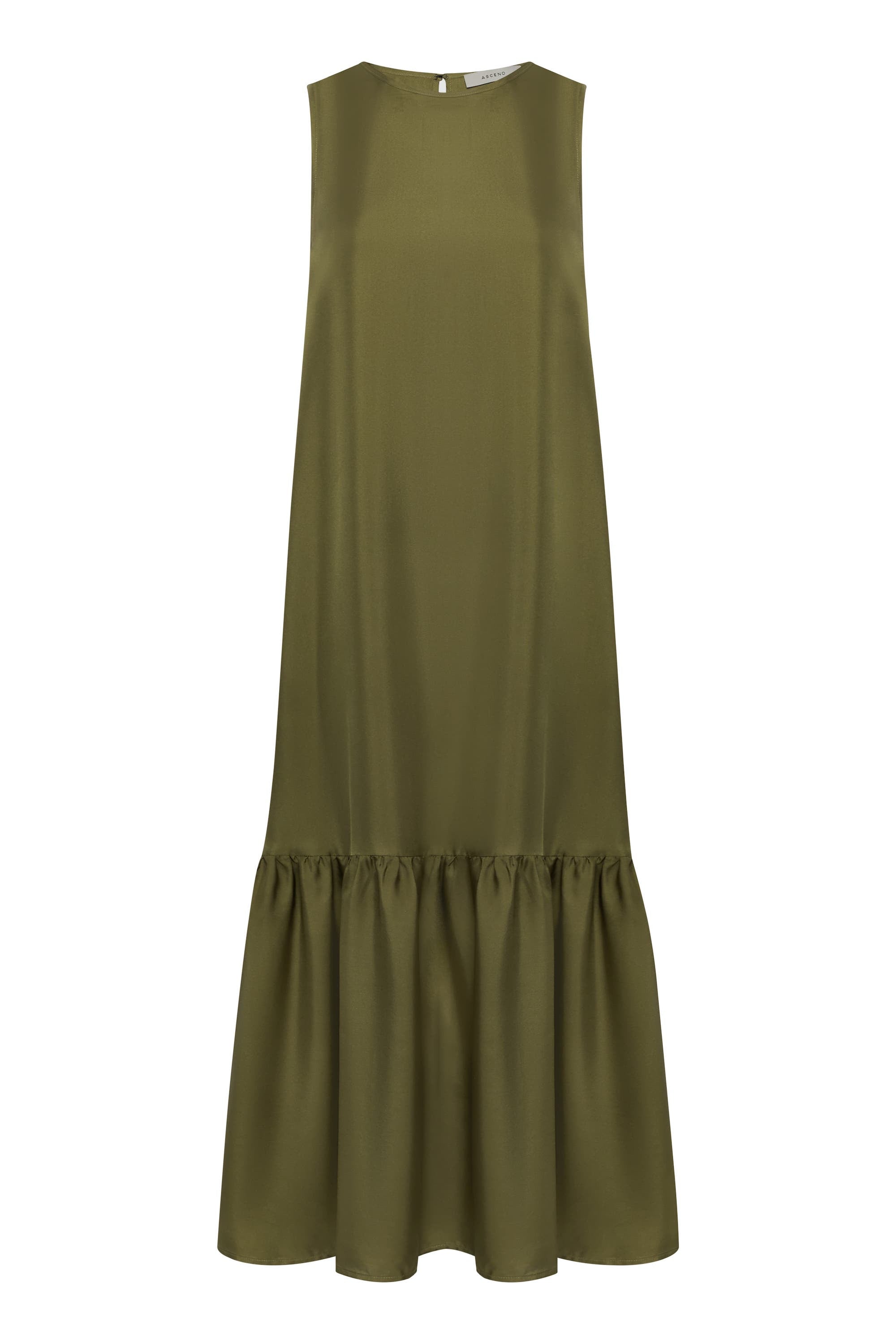 Rhea Dress Khaki Silk Twill